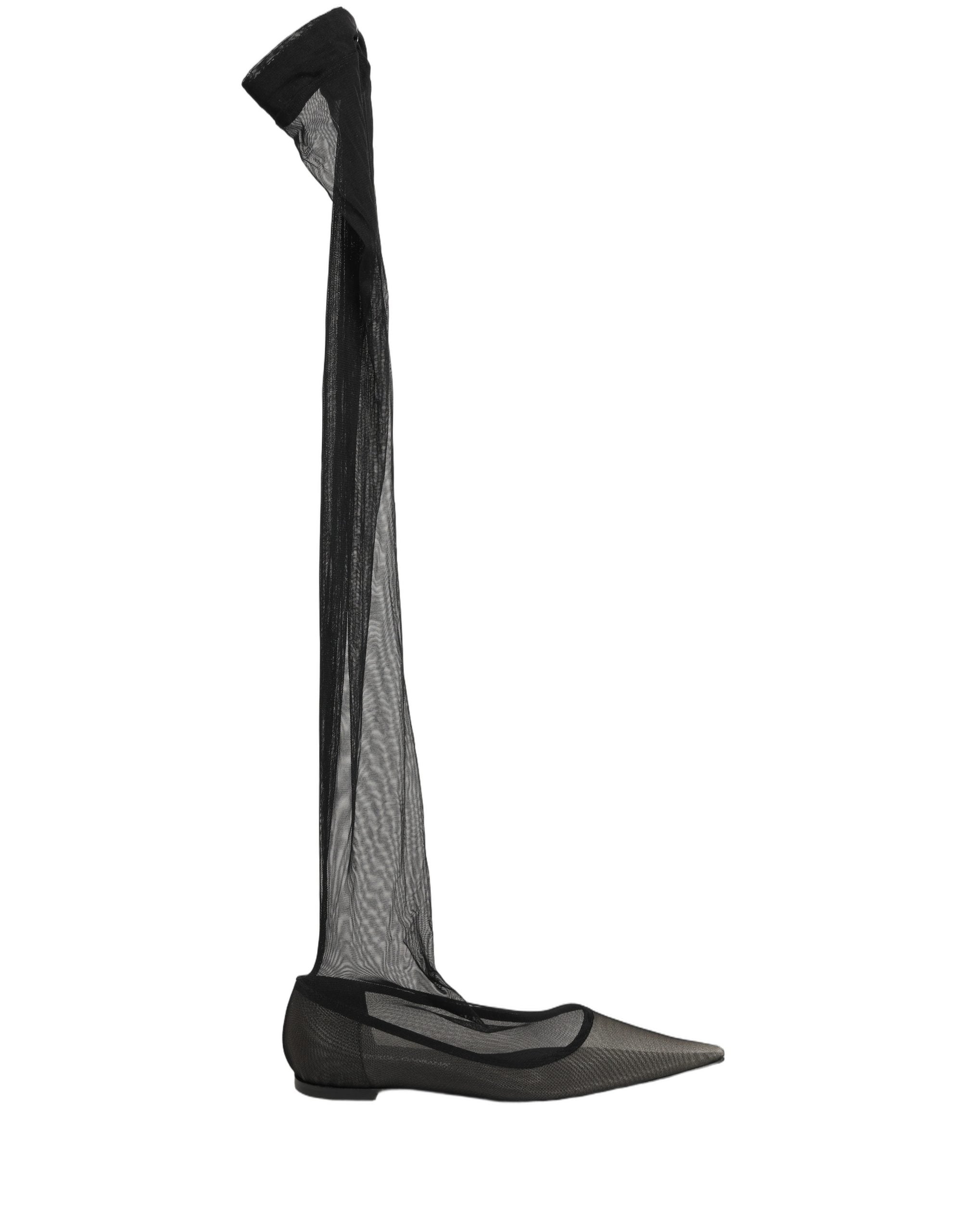 Dolce & Gabbana Schwarze Overknee-Stiefel aus Tüll