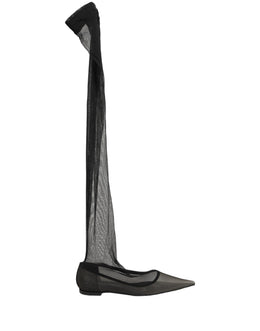 Dolce & Gabbana Schwarze Overknee-Stiefel aus Tüll