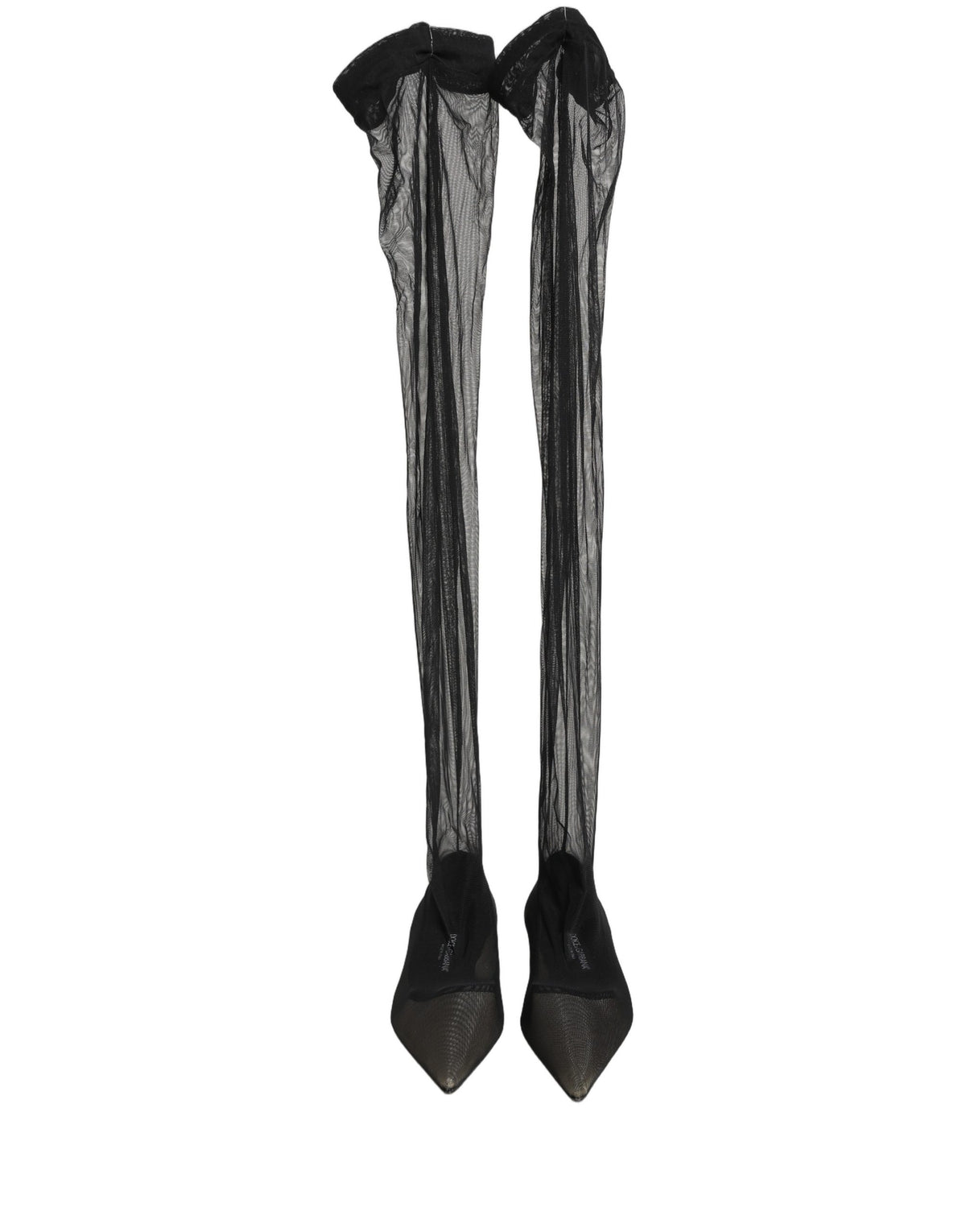 Dolce & Gabbana Schwarze Overknee-Stiefel aus Tüll