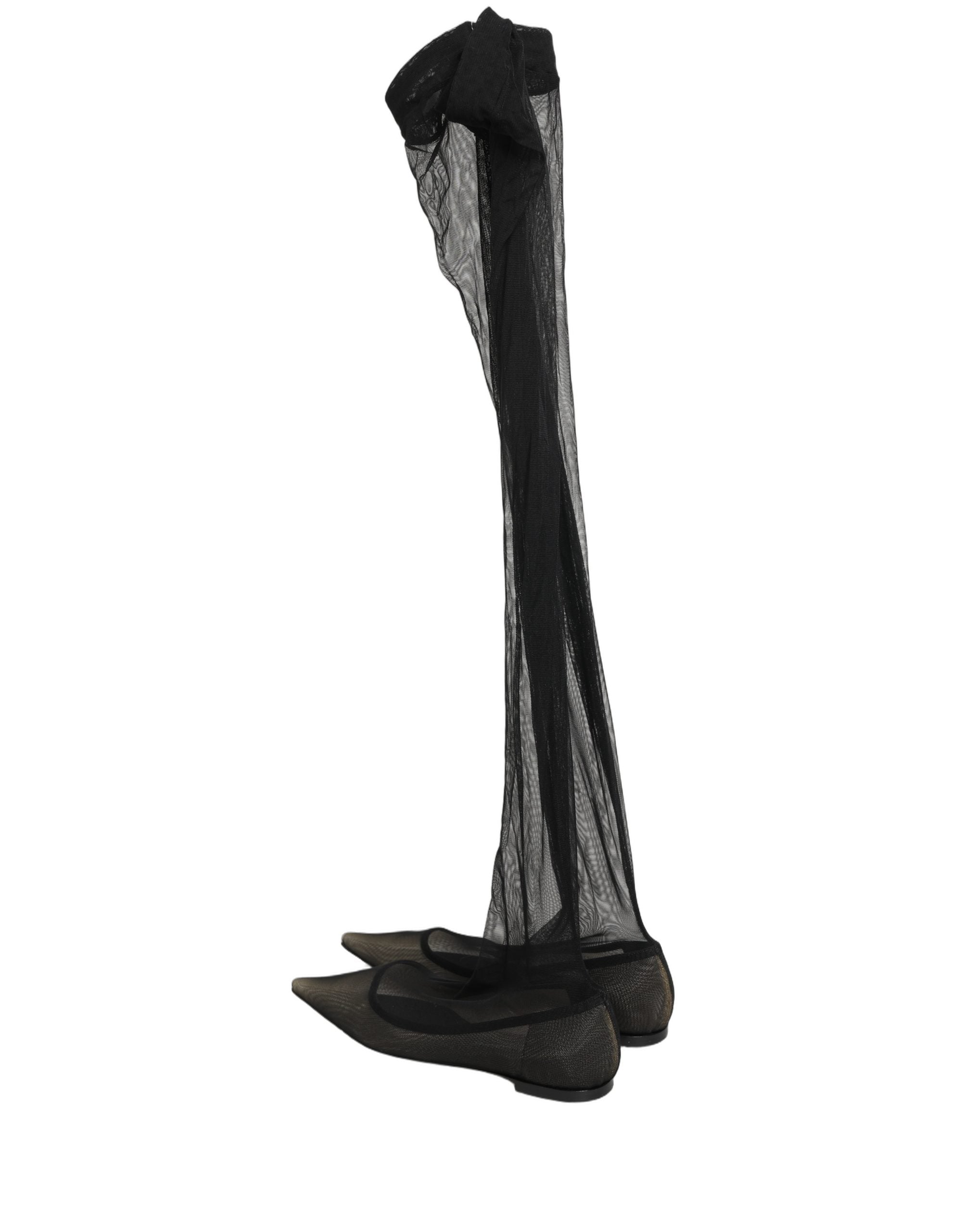 Dolce & Gabbana Schwarze Overknee-Stiefel aus Tüll