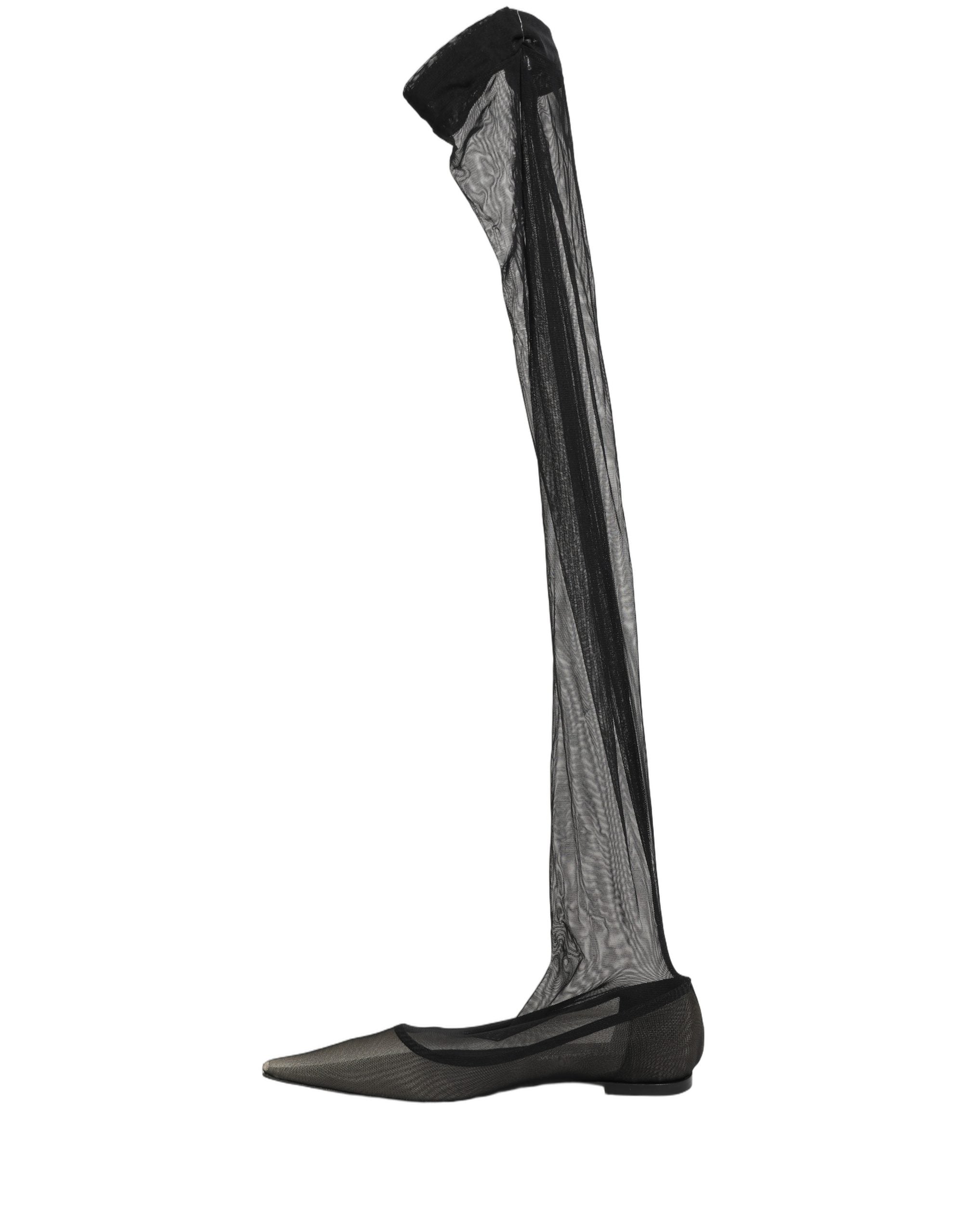 Dolce & Gabbana Schwarze Overknee-Stiefel aus Tüll