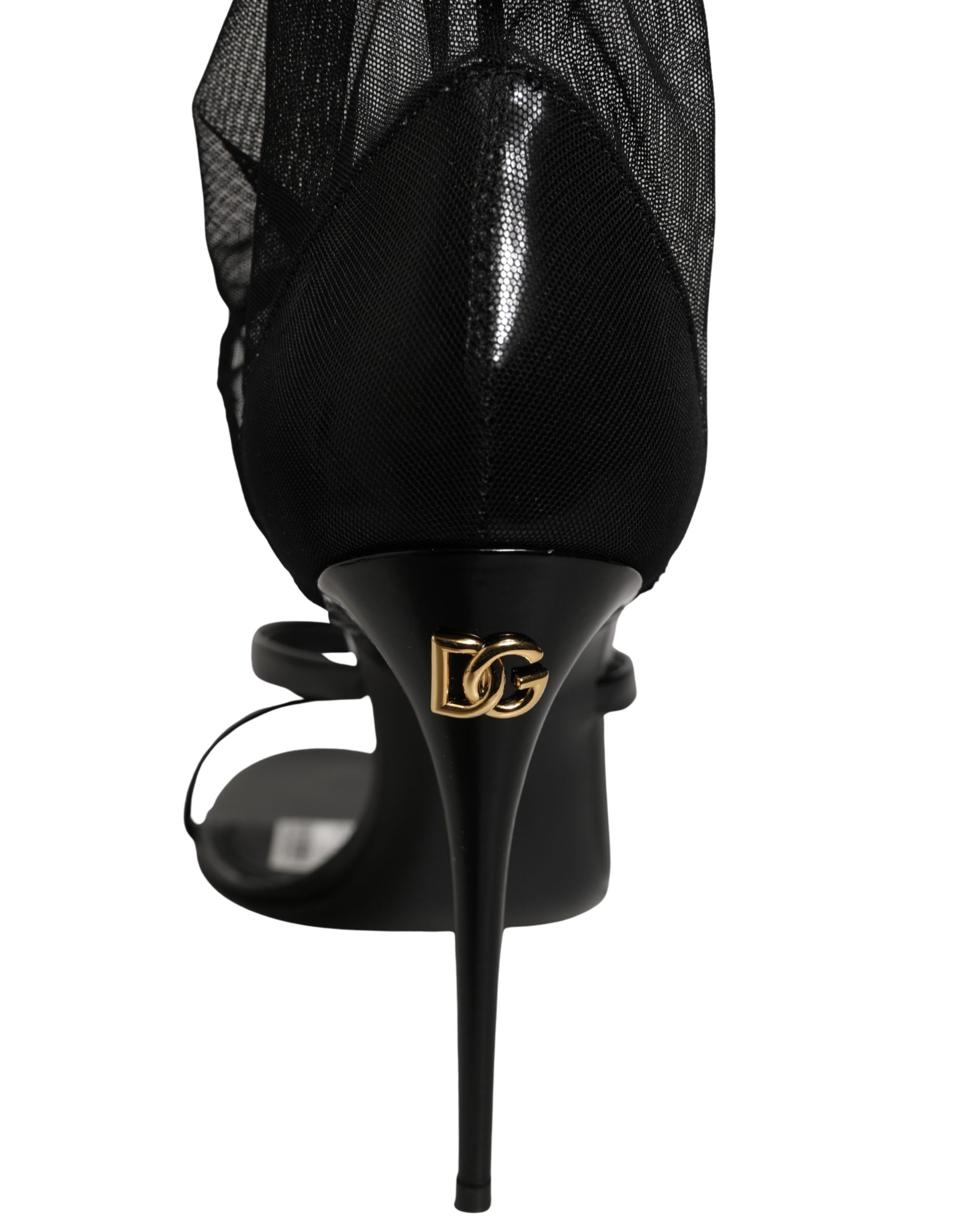 Dolce & Gabbana Stiletto-Sandalen-Socken-Kniehohe-Stiefel-Schwarz