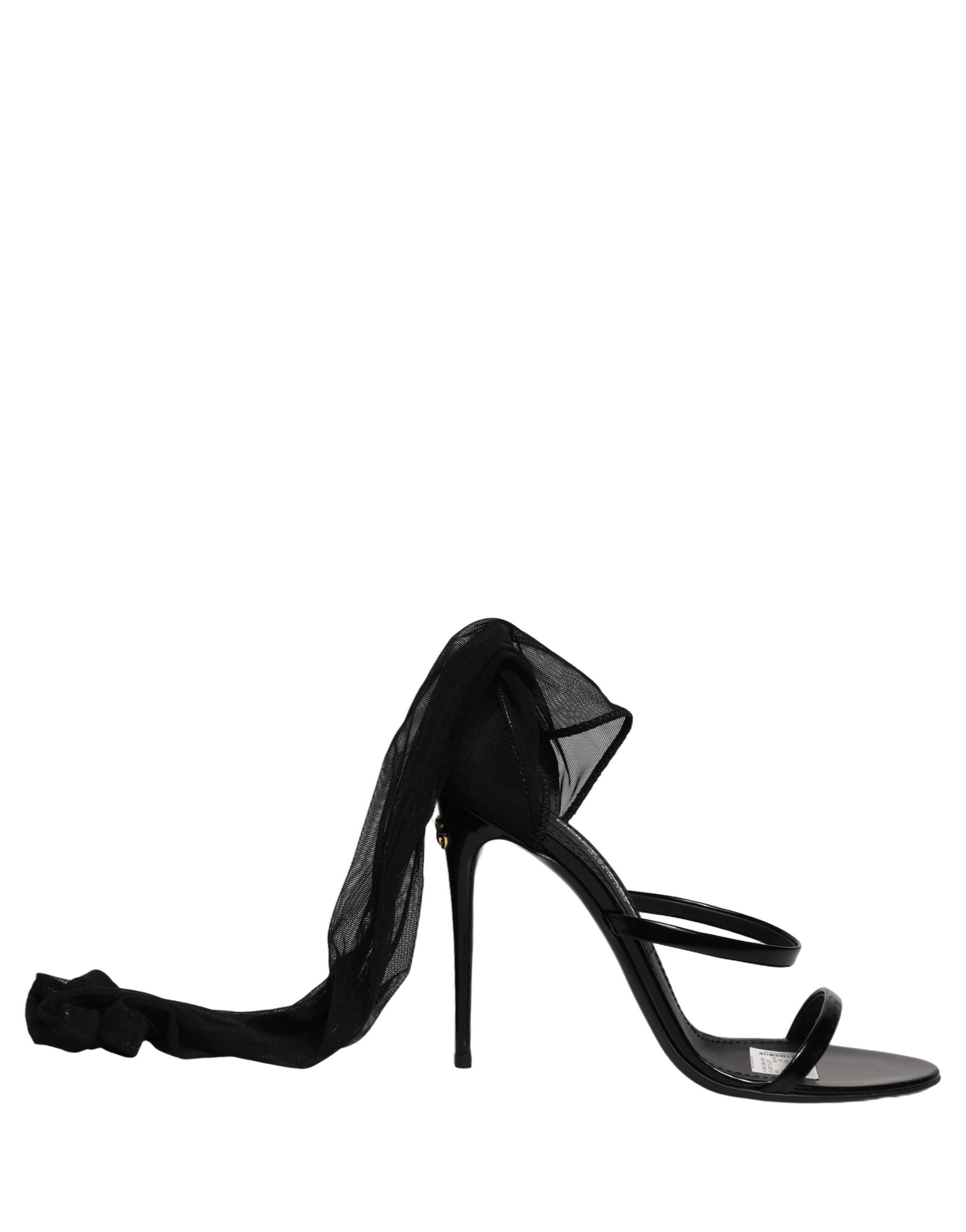 Dolce & Gabbana Stiletto-Sandalen-Socken-Kniehohe-Stiefel-Schwarz