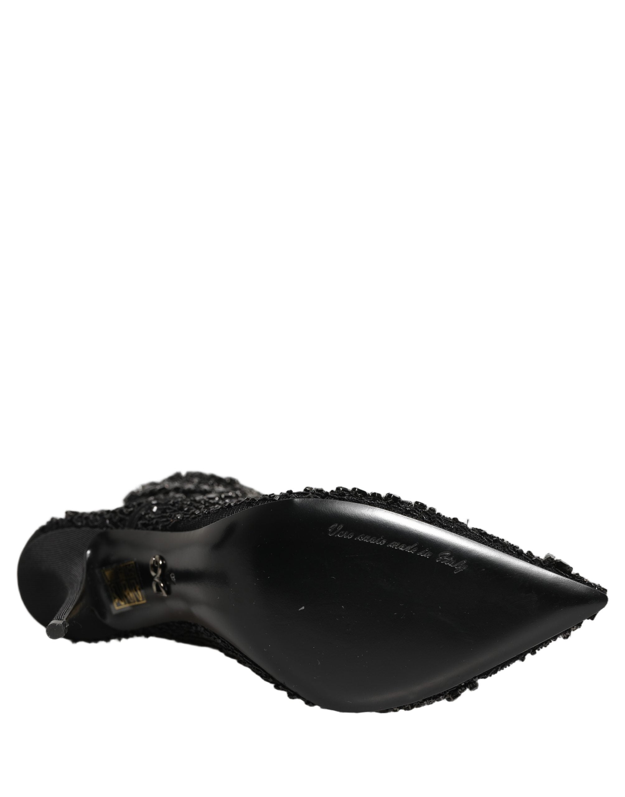 Dolce & Gabbana Schwarze Ankle Boots aus Mesh mit Verzierungen