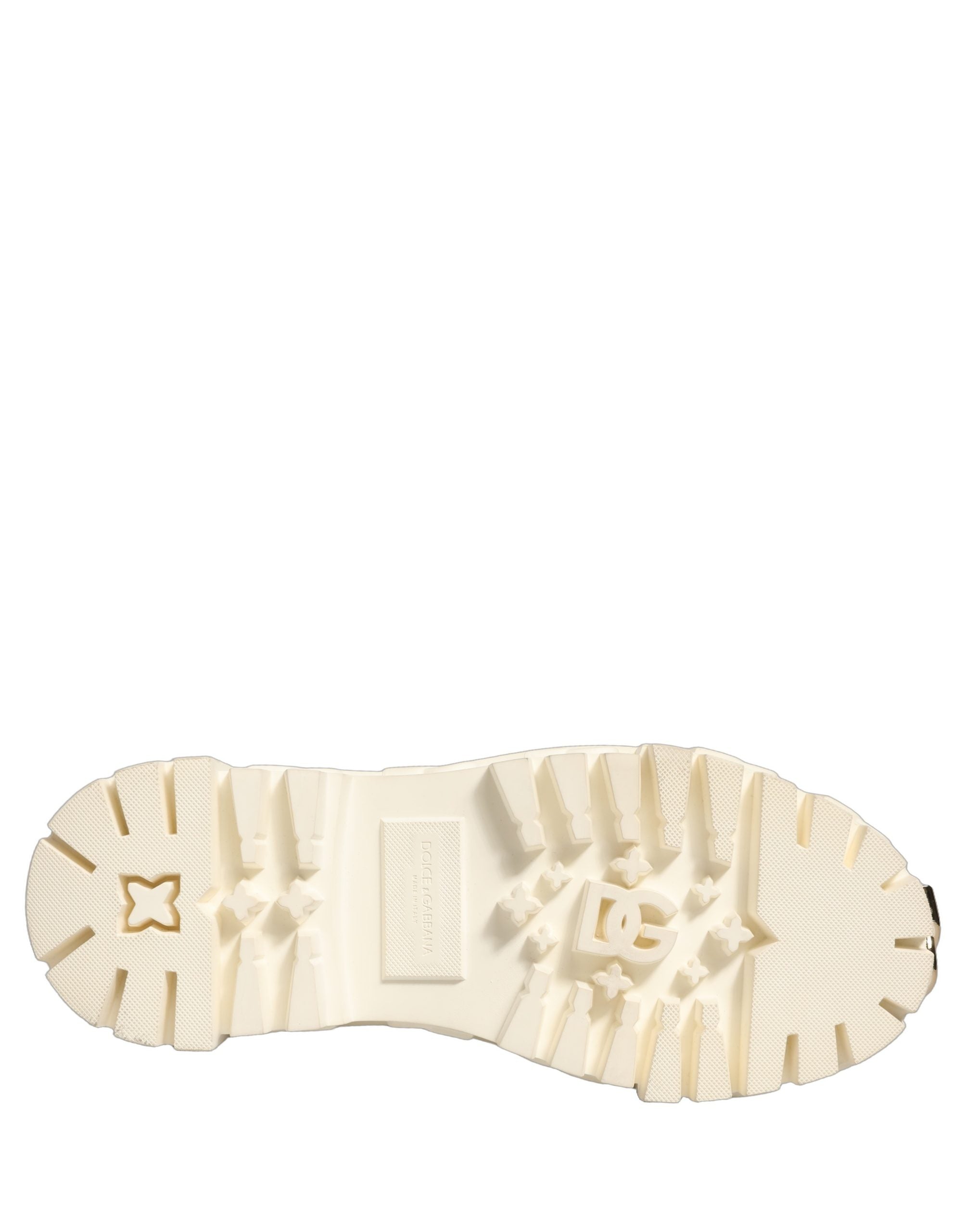 Dolce & Gabbana Weiße Leder-Stiefeletten mit Gummi-Logo
