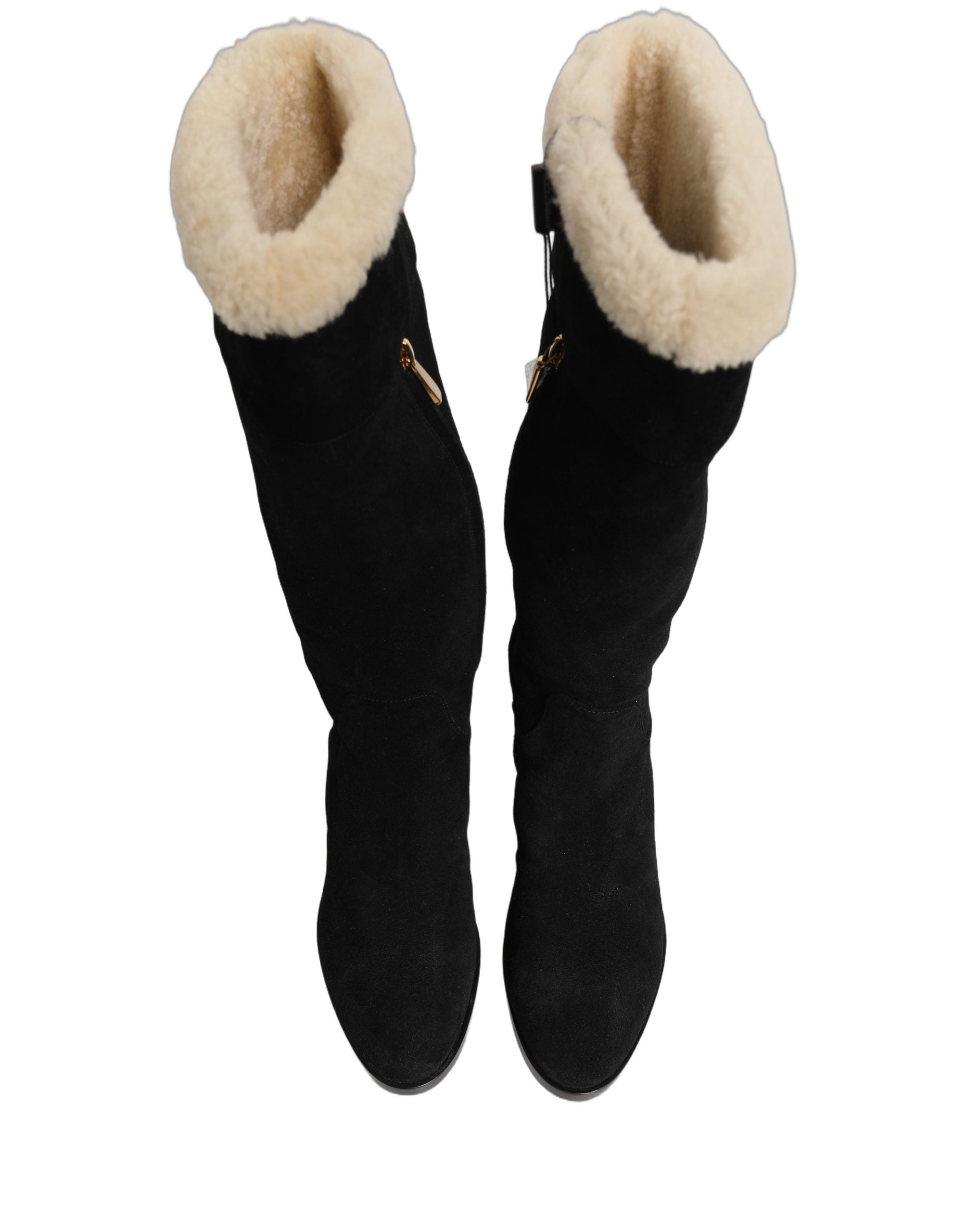 Dolce & Gabbana Kniehohe Stiefel aus Wildleder Schwarz