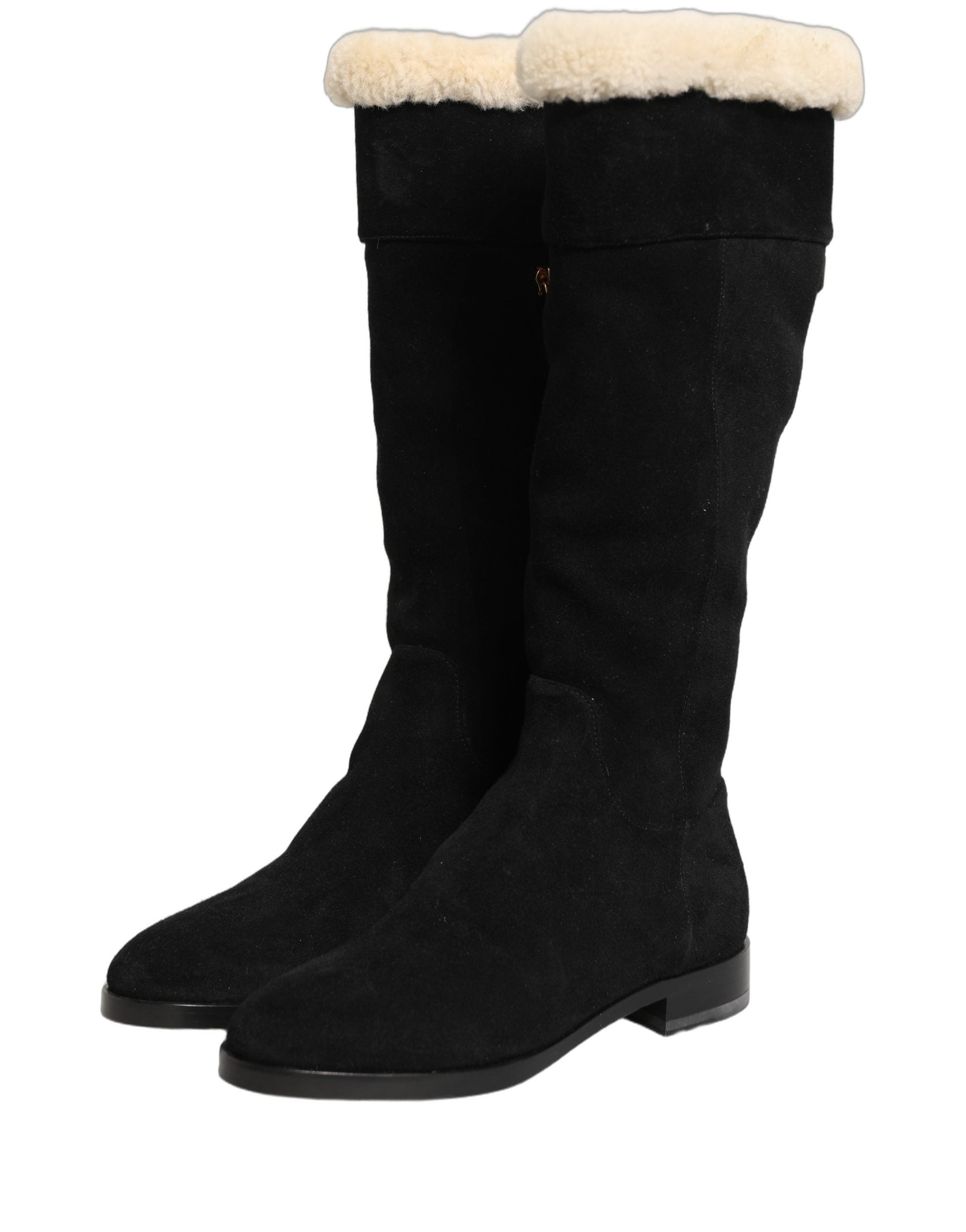 Dolce & Gabbana Kniehohe Stiefel aus Wildleder Schwarz