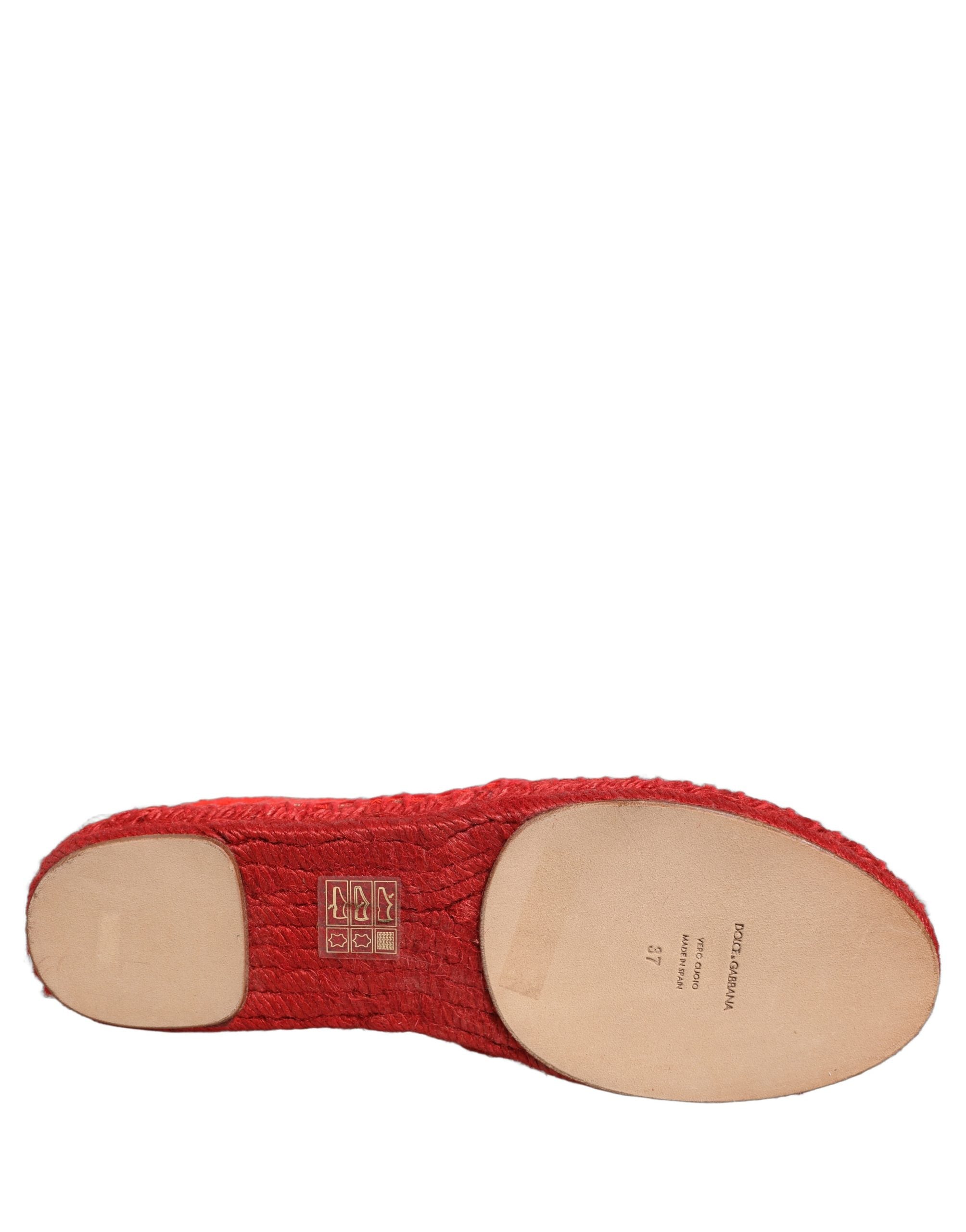 Dolce & Gabbana Rote Taormina Espadrille-Ballerinas aus Spitze
