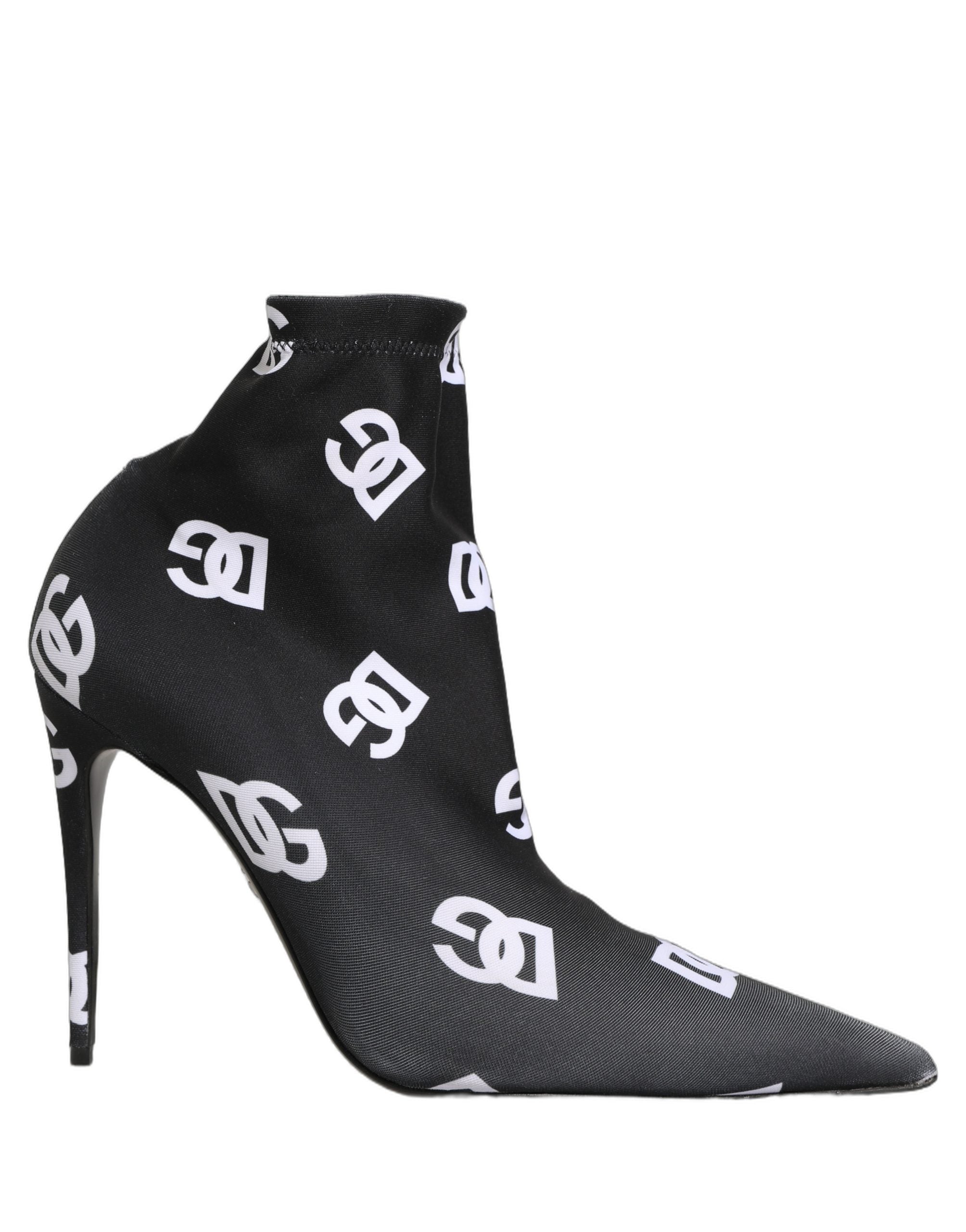 Dolce & Gabbana Schwarze Stretch-Stiefeletten mit Logo