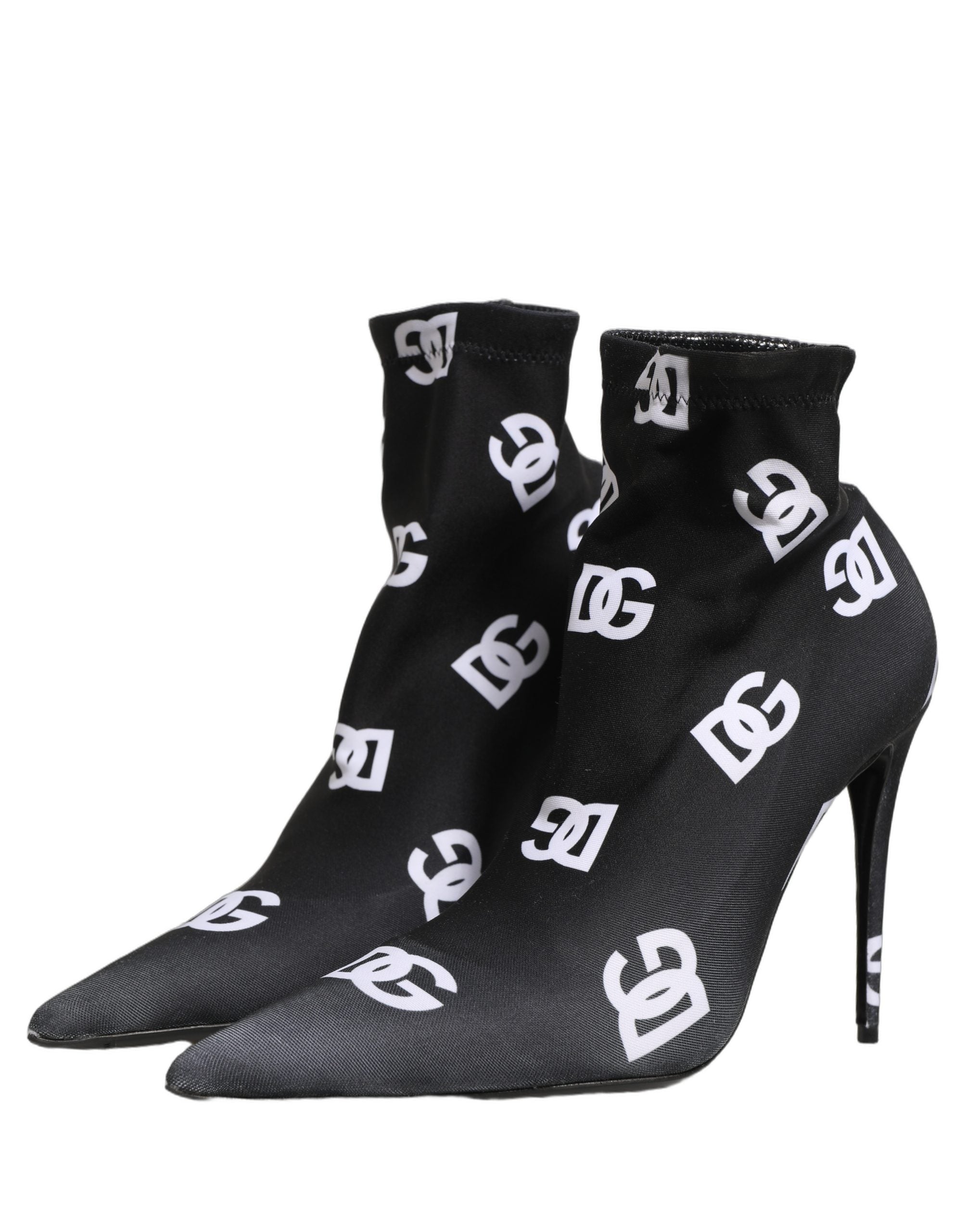 Dolce & Gabbana Schwarze Stretch-Stiefeletten mit Logo