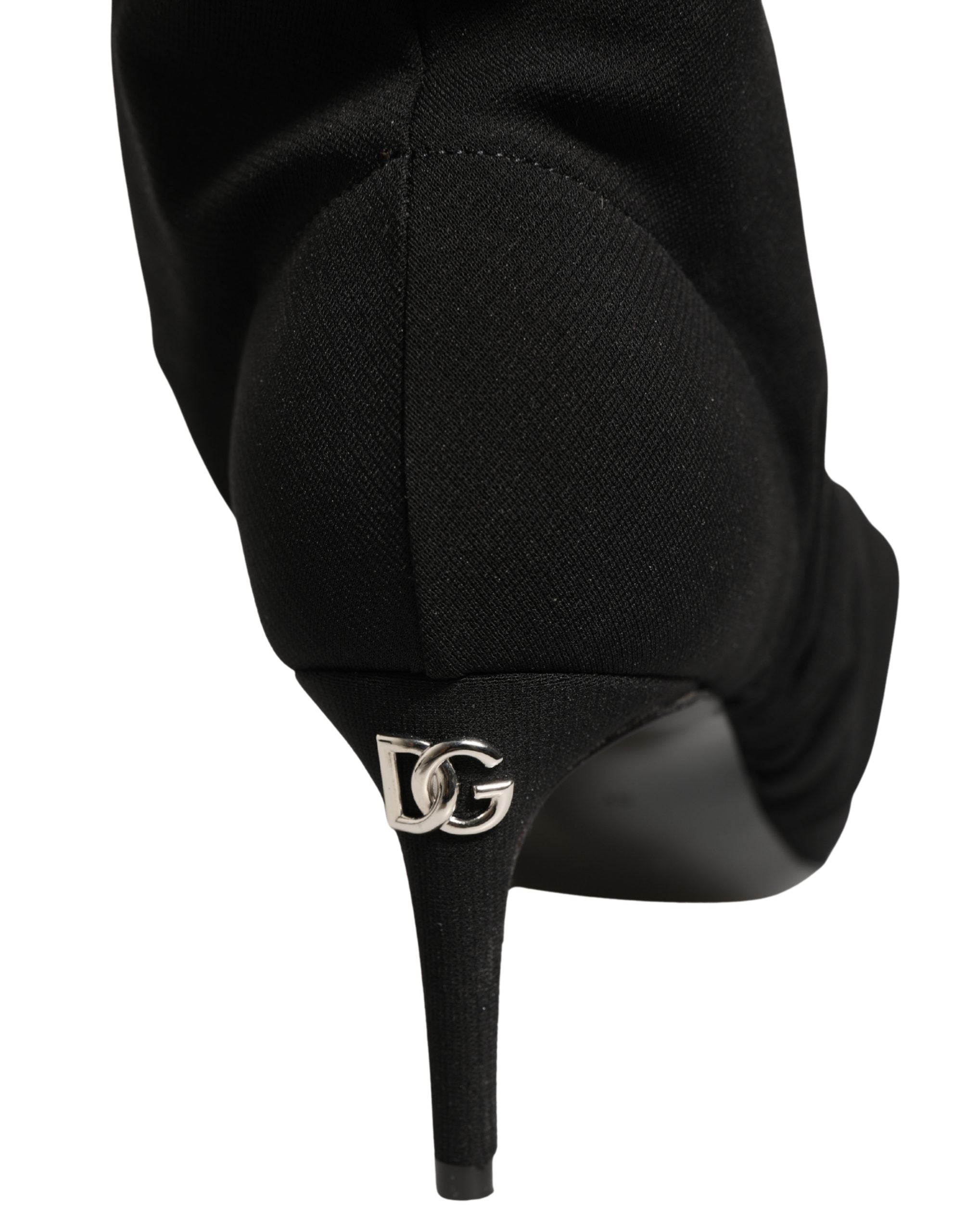 Dolce & Gabbana Schwarze Socken-Stiefel mit Absatz, Knöchelhoch
