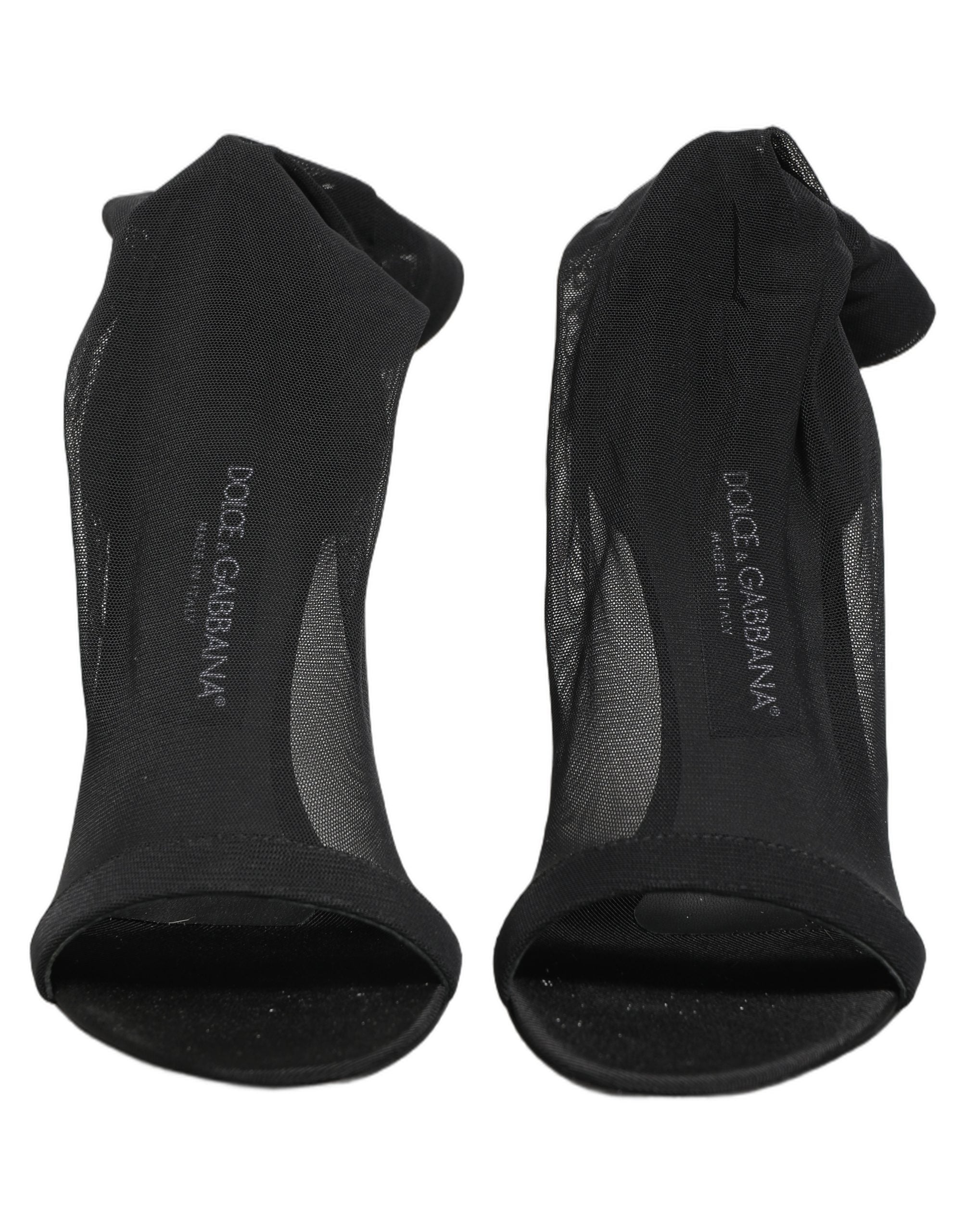 Dolce & Gabbana Schwarz Nylon Mesh Socke Stil Stiefel Schuhe