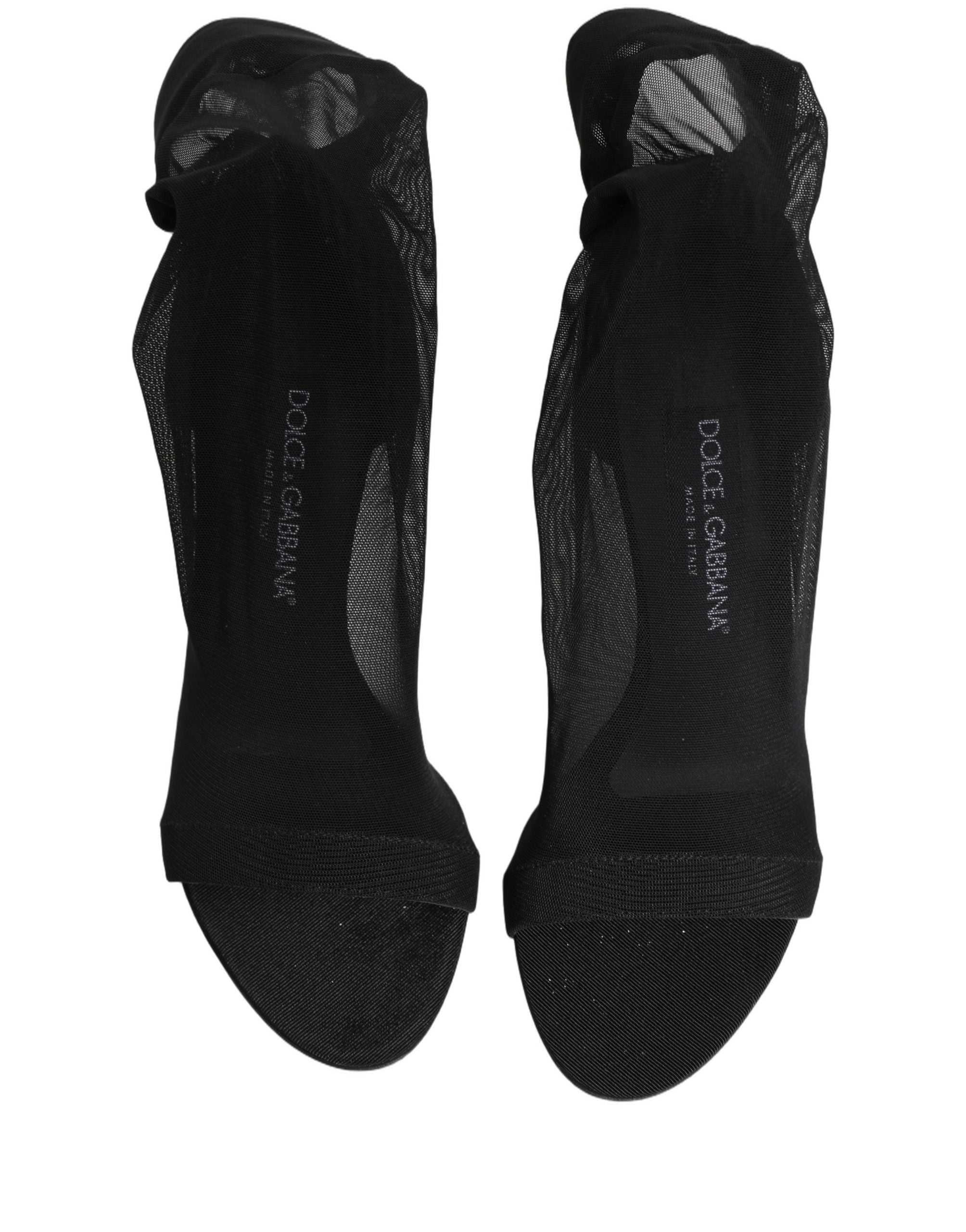 Dolce & Gabbana Schwarz Nylon Mesh Socke Stil Stiefel Schuhe
