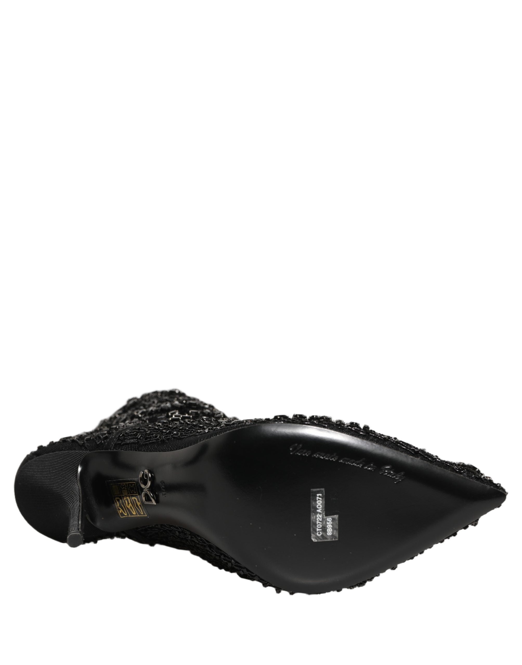 Dolce & Gabbana Schwarze Ankle Boots aus Mesh mit Verzierungen