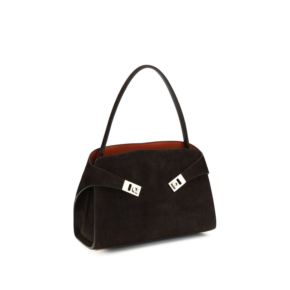 Ferragamo Braune Kalbsleder Bos Taurus Schultertasche