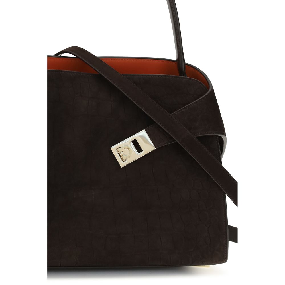 Ferragamo Braune Kalbsleder Bos Taurus Schultertasche