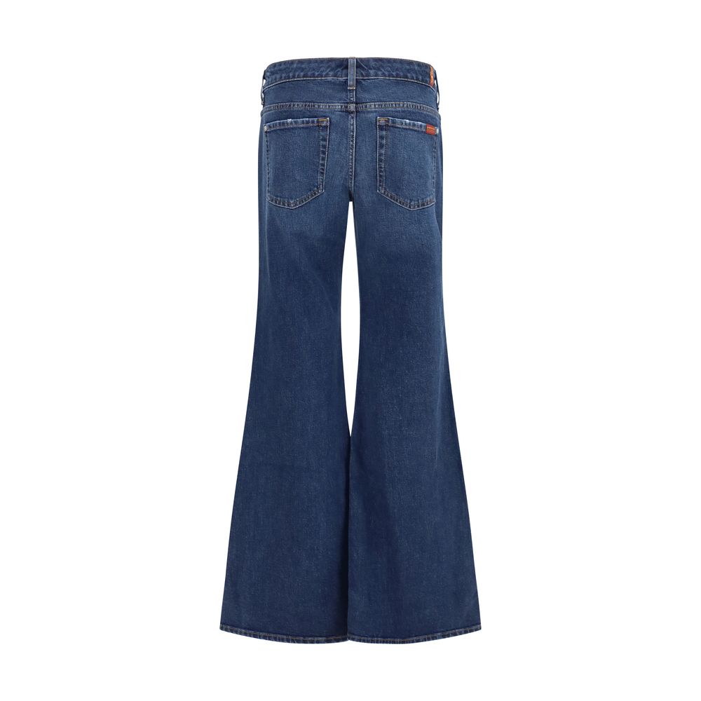 7FOR Blaue Baumwoll-Jeans mit ausgestelltem Bein