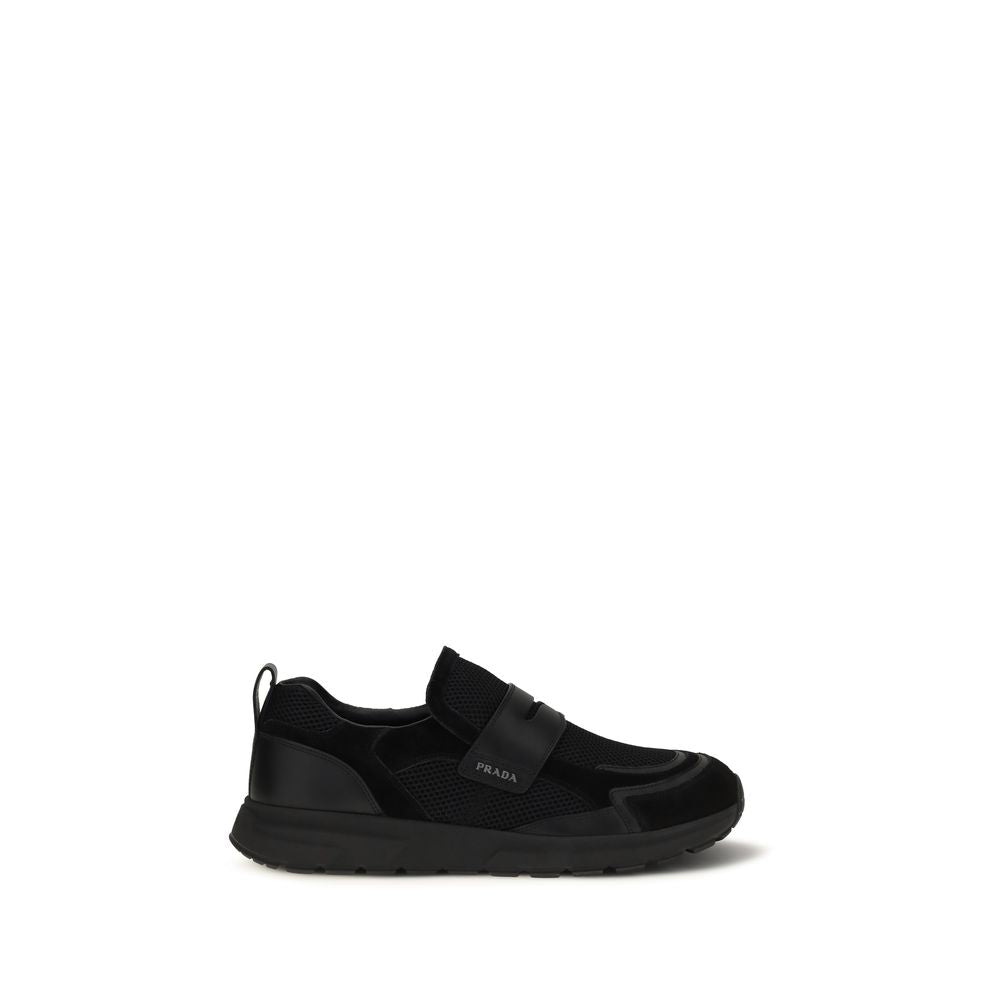 Prada Schwarze Bos Taurus Kalbsleder Sneaker