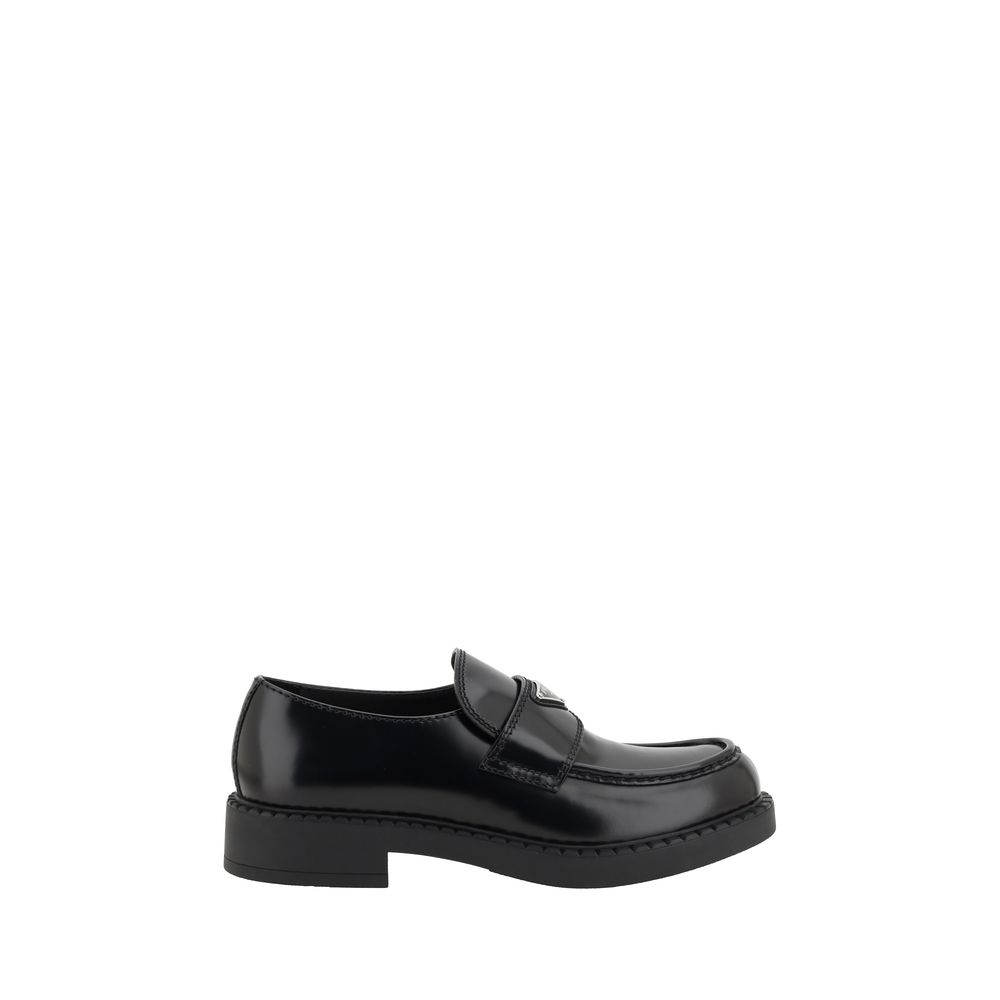 Prada Schwarze Bos Taurus Kalbsleder Plateau-Loafer