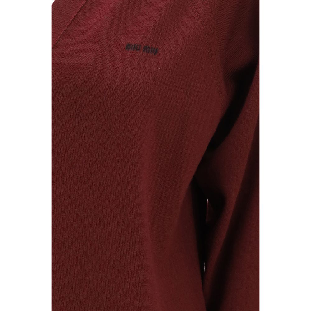 Miu Miu Bordeaux Woll Cardigan Oves Aries