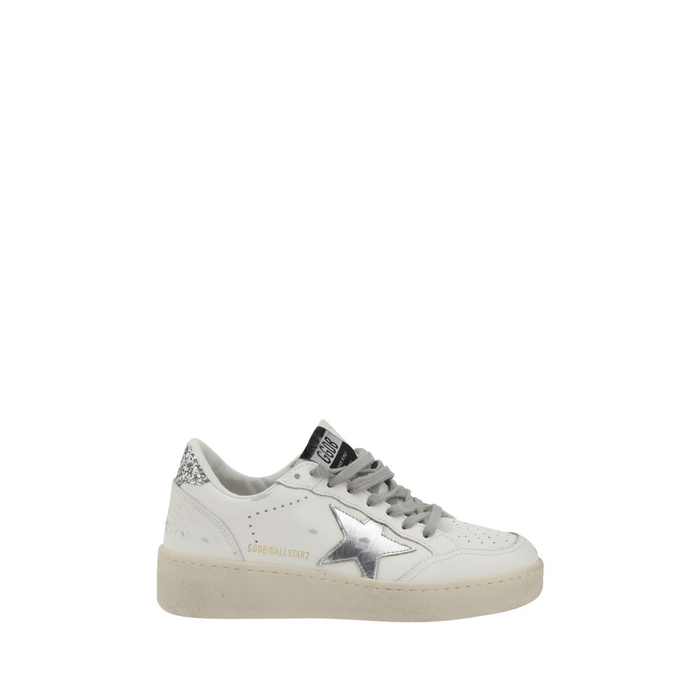 Golden Goose Silberne Kalbshaut Bos Taurus Sneakers mit niedrigem Schaft