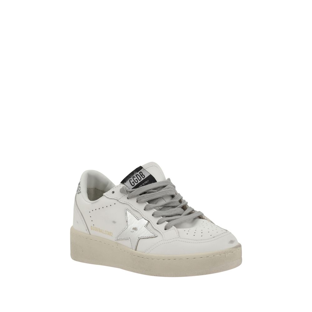 Golden Goose Silberne Kalbshaut Bos Taurus Sneakers mit niedrigem Schaft