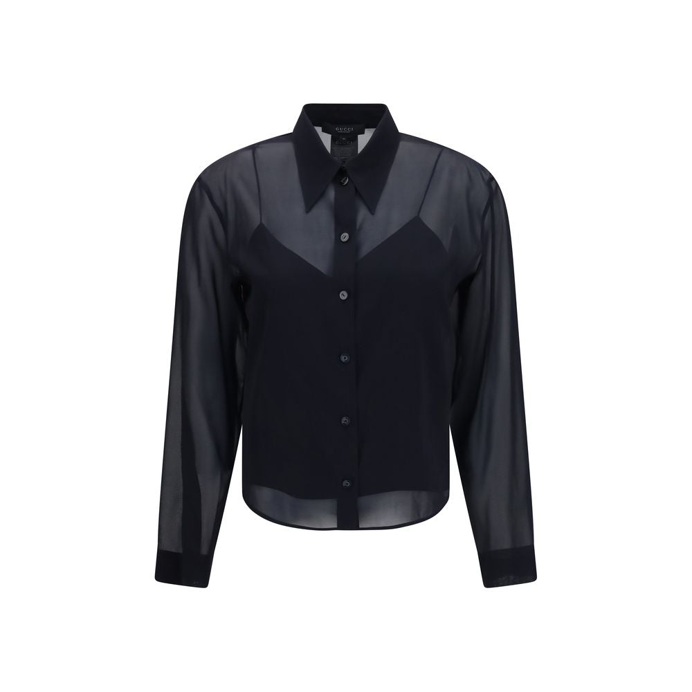 Gucci Schwarzes Seidenhemd