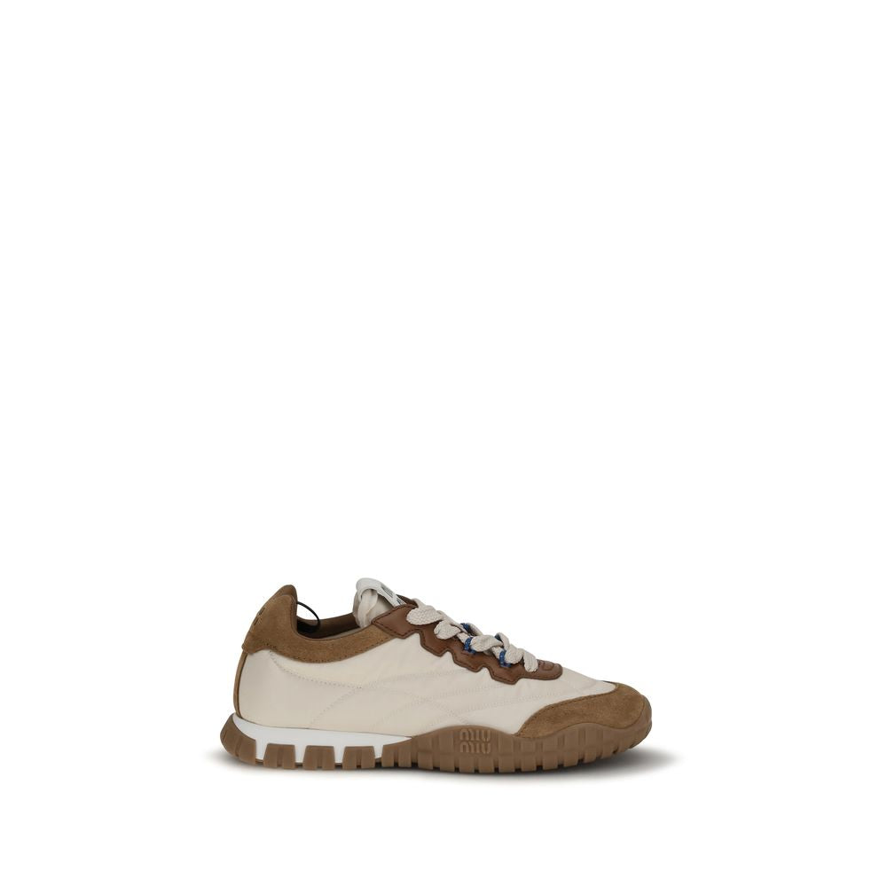 Miu Miu Beige Polyamid-Sneakers für sportliche Aktivitäten