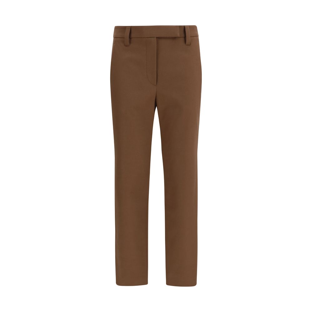 Brunello Cucinelli Braune Freizeithose aus Elasthan
