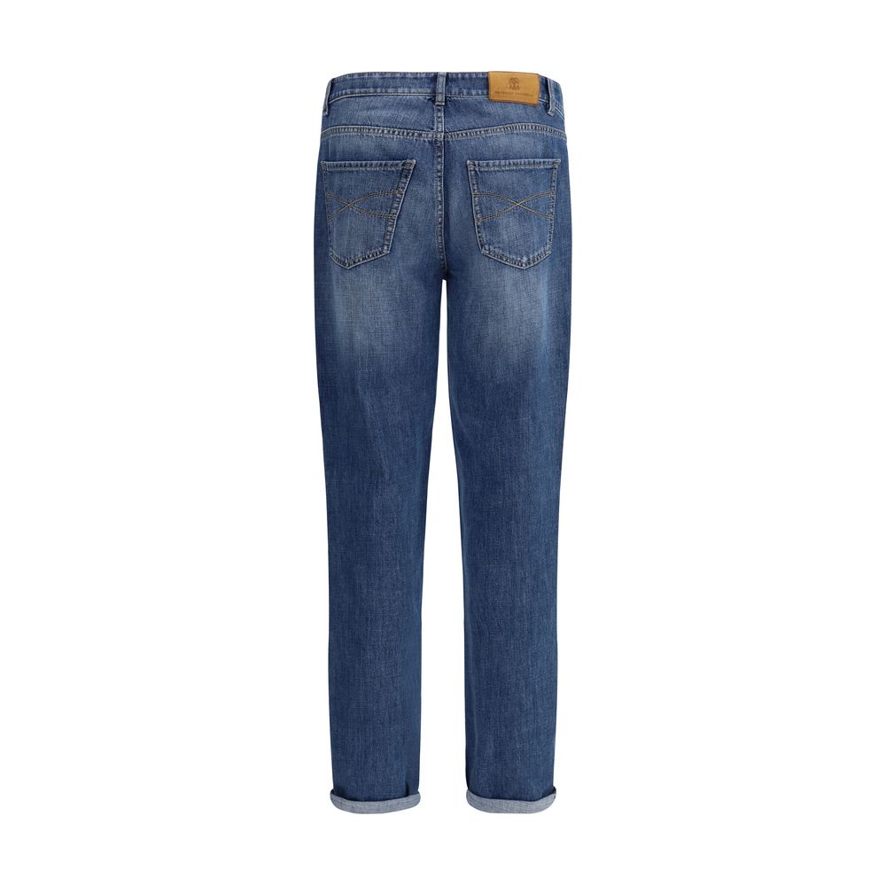 Brunello Cucinelli Blaue Jeans aus Baumwolle im geraden Schnitt