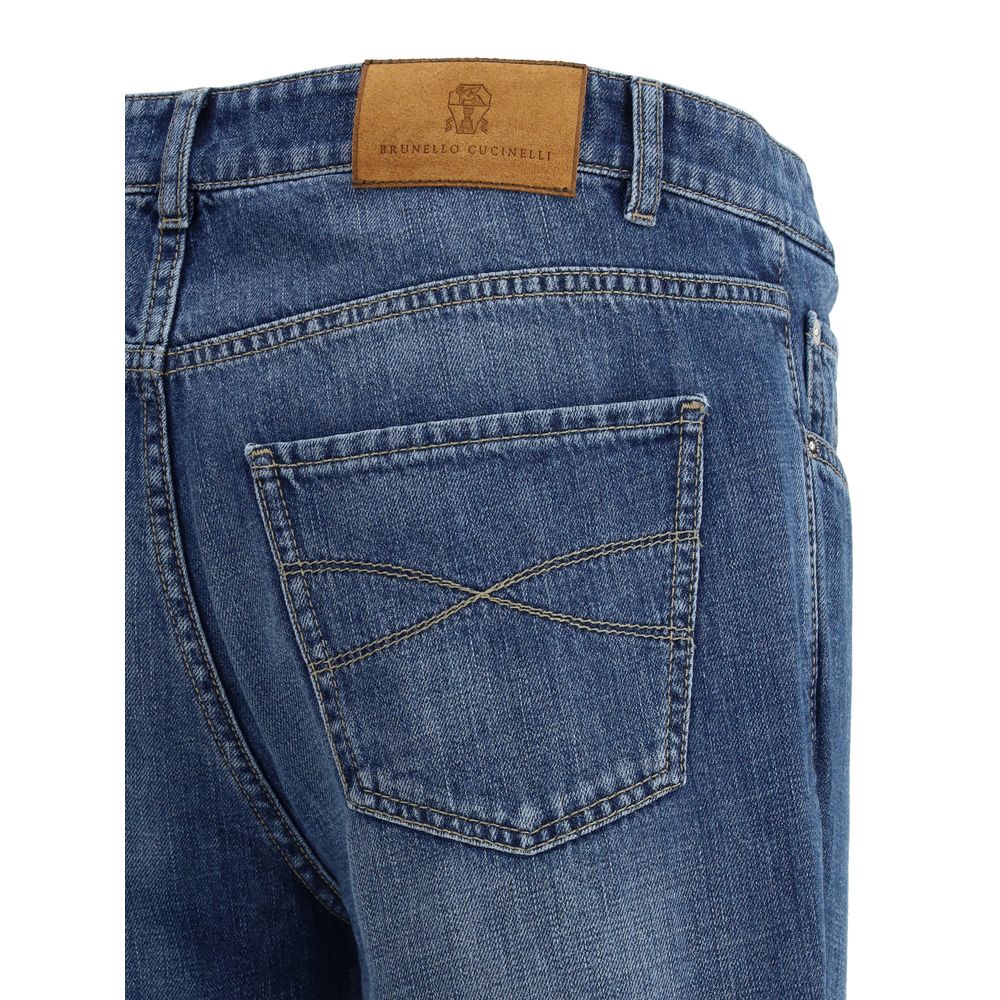 Brunello Cucinelli Blaue Jeans aus Baumwolle im geraden Schnitt