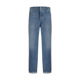 Brunello Cucinelli Blaue Jeans aus Baumwolle im geraden Schnitt