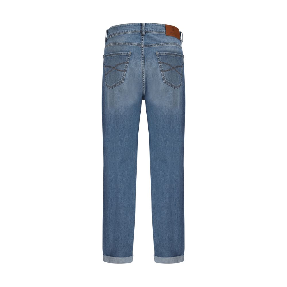 Brunello Cucinelli Blaue Jeans aus Baumwolle im geraden Schnitt