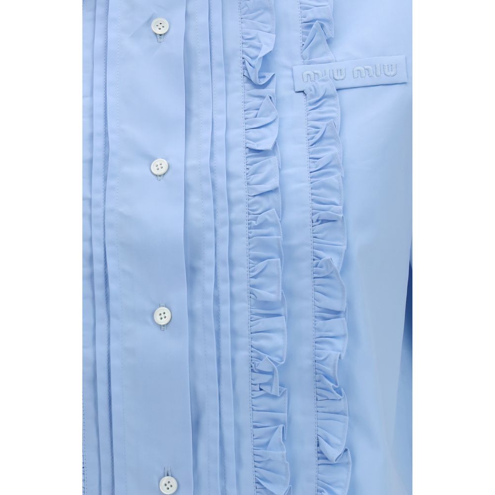 Miu Miu Blaues Baumwoll-Kurzarmhemd