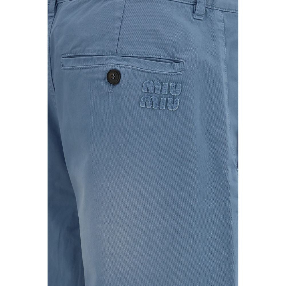 Miu Miu Blaue Baumwoll-Freizeithose
