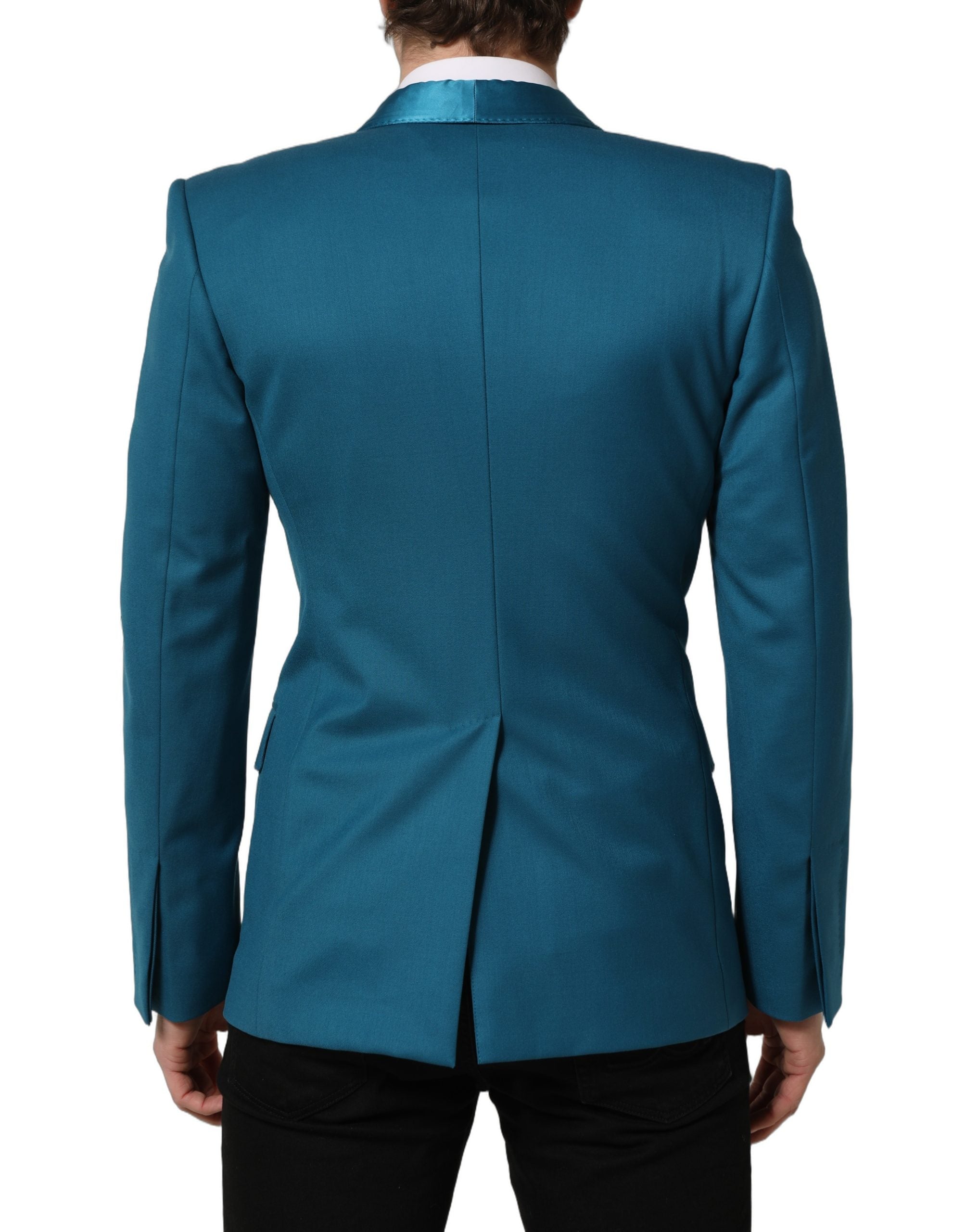 Dolce & Gabbana Dunkelblauer Woll-Blazer im Zweireiher-Schnitt