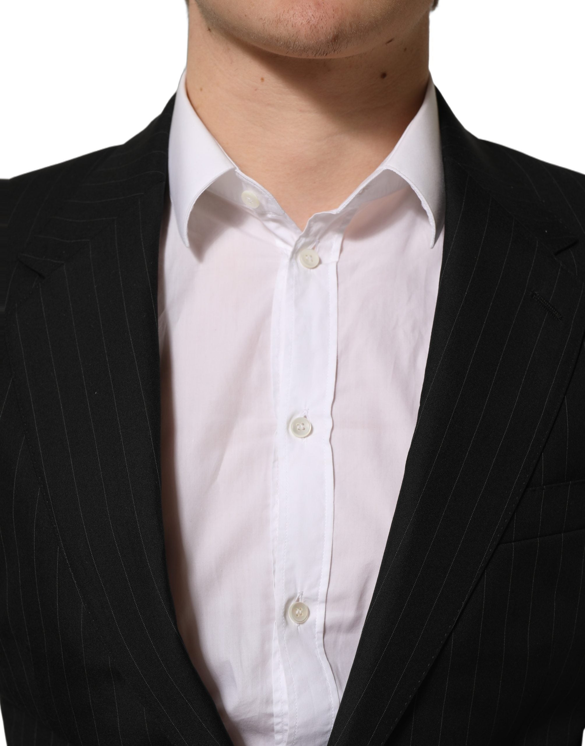 Dolce & Gabbana Sakko aus Wolle mit schwarzem Streifenmuster, einreihig