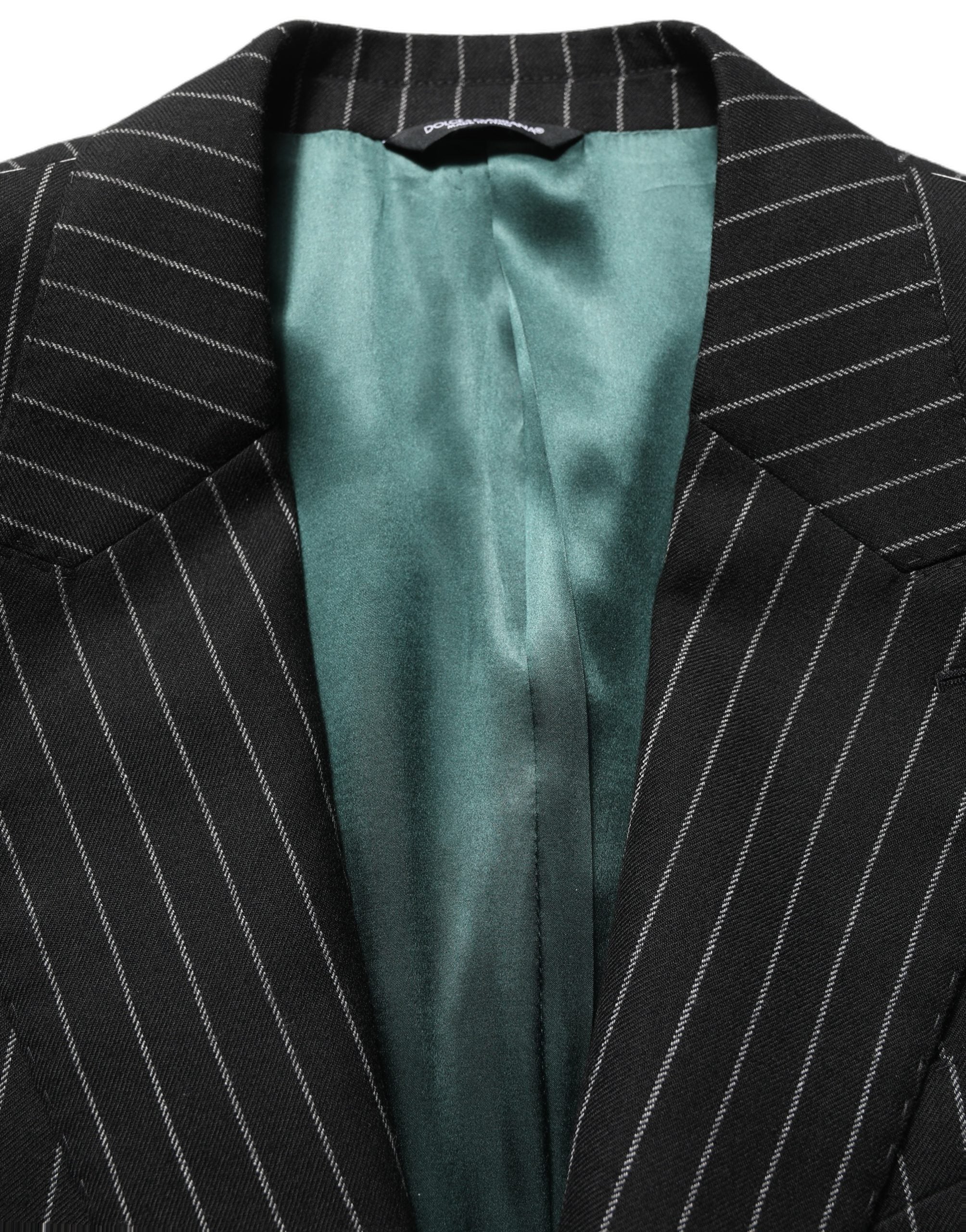 Dolce & Gabbana Schwarzer Woll-Sakko mit Nadelstreifen, Einreiher