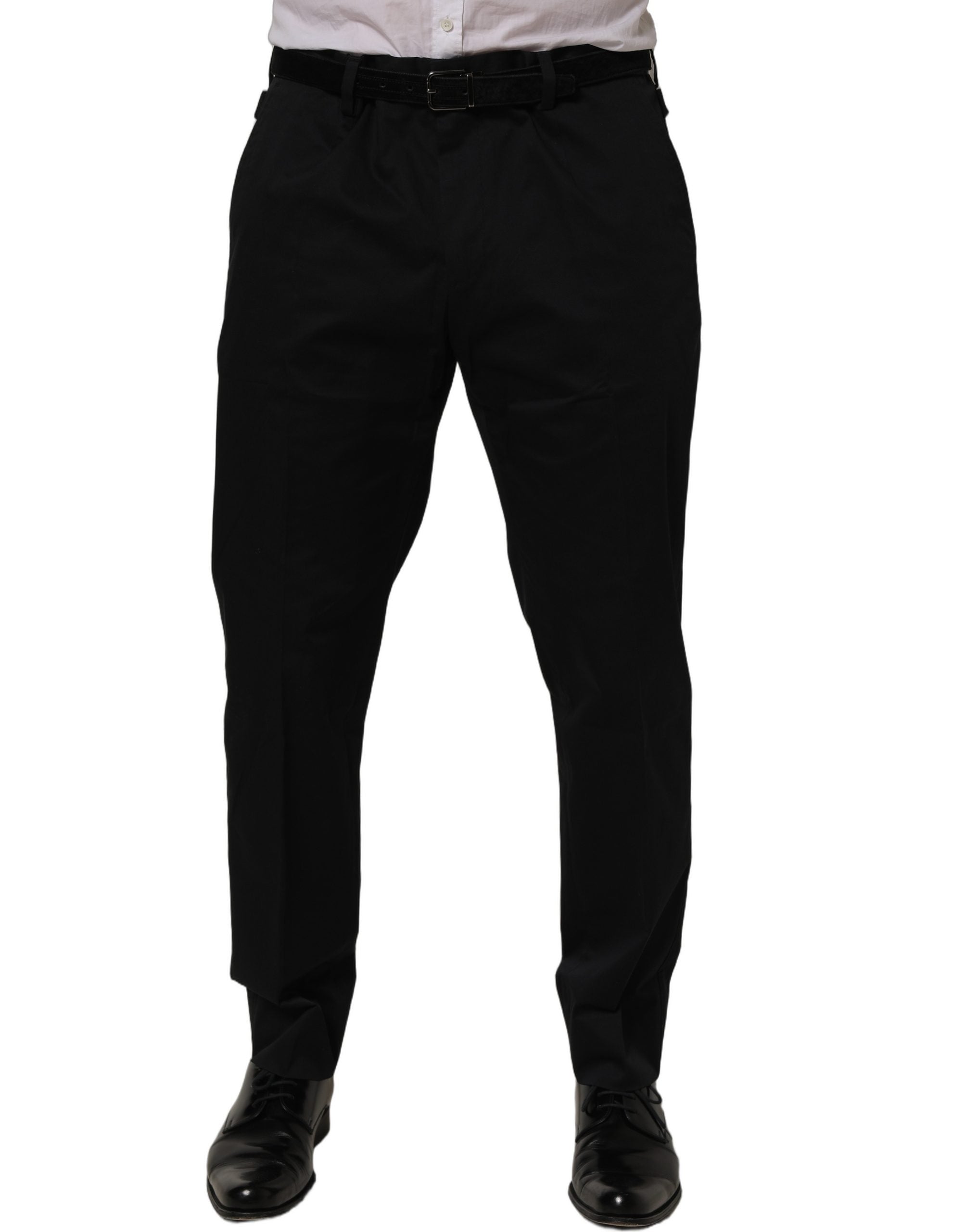 Dolce & Gabbana Schwarze Baumwollhose mit schmal zulaufendem Bein
