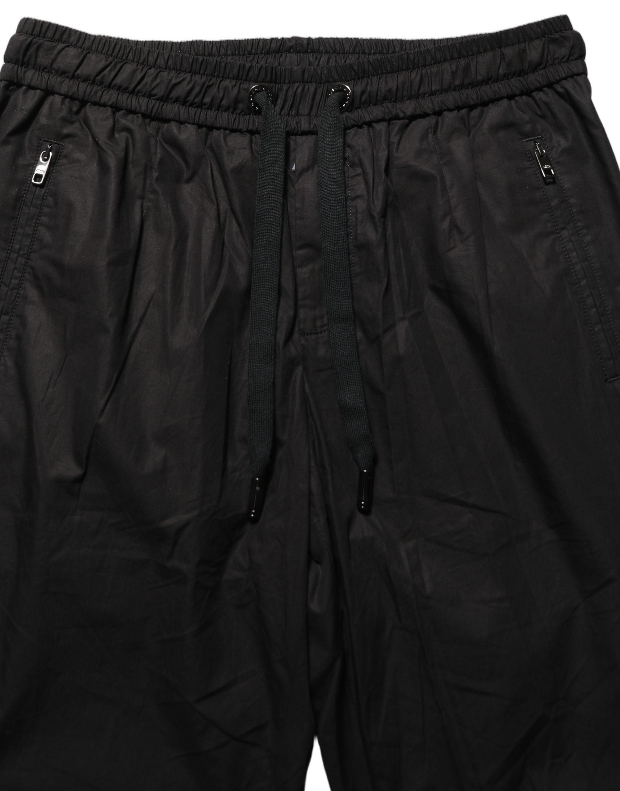Dolce & Gabbana Schwarze Baumwoll-Jogger-Sweatpants mit mittlerer Taille