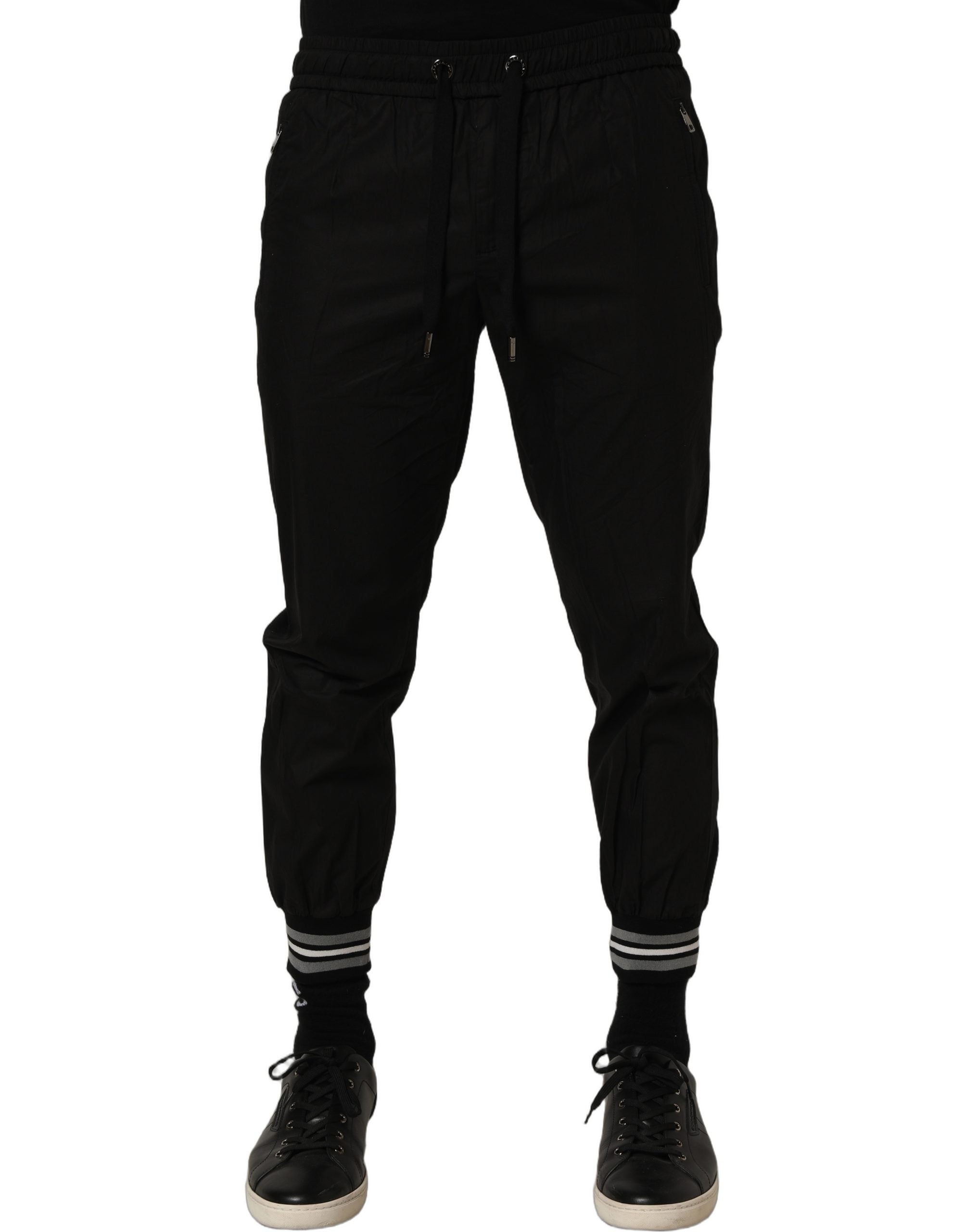 Dolce & Gabbana Schwarze Baumwoll-Jogger-Sweatpants mit mittlerer Taille