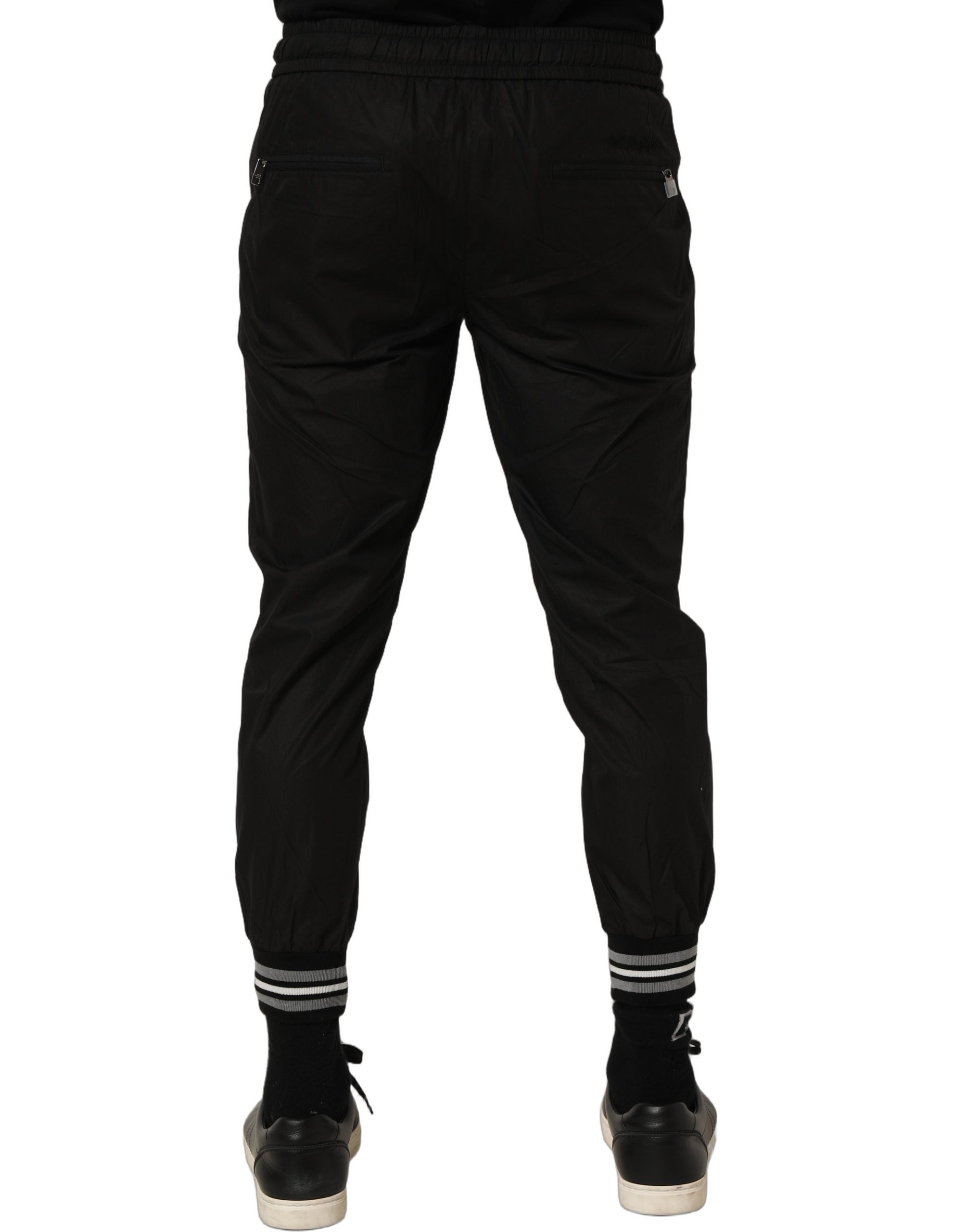 Dolce & Gabbana Schwarze Baumwoll-Jogger-Sweatpants mit mittlerer Taille