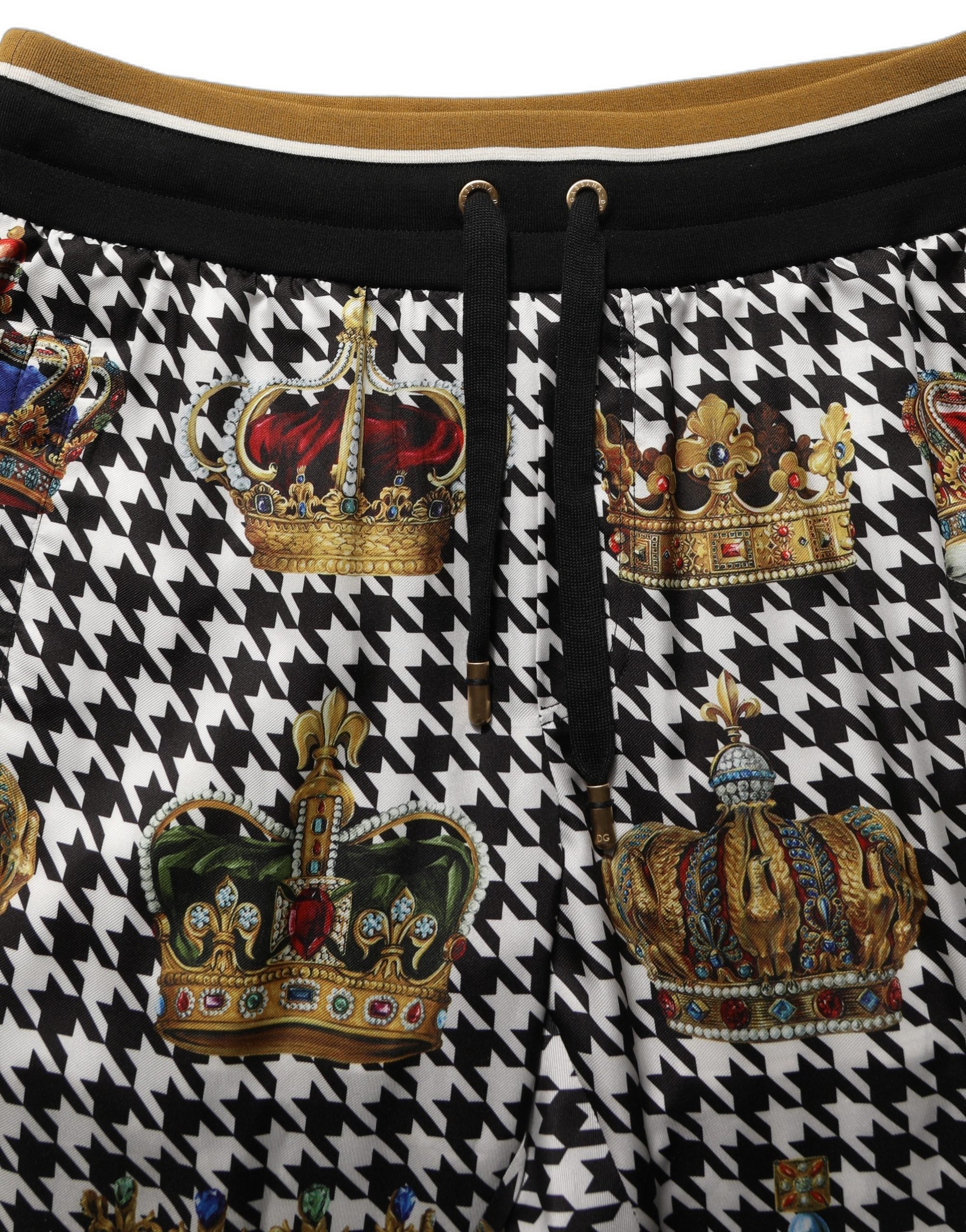 Dolce & Gabbana Multicolor Hahnentritt Krone Männer Sweatpants Hosen