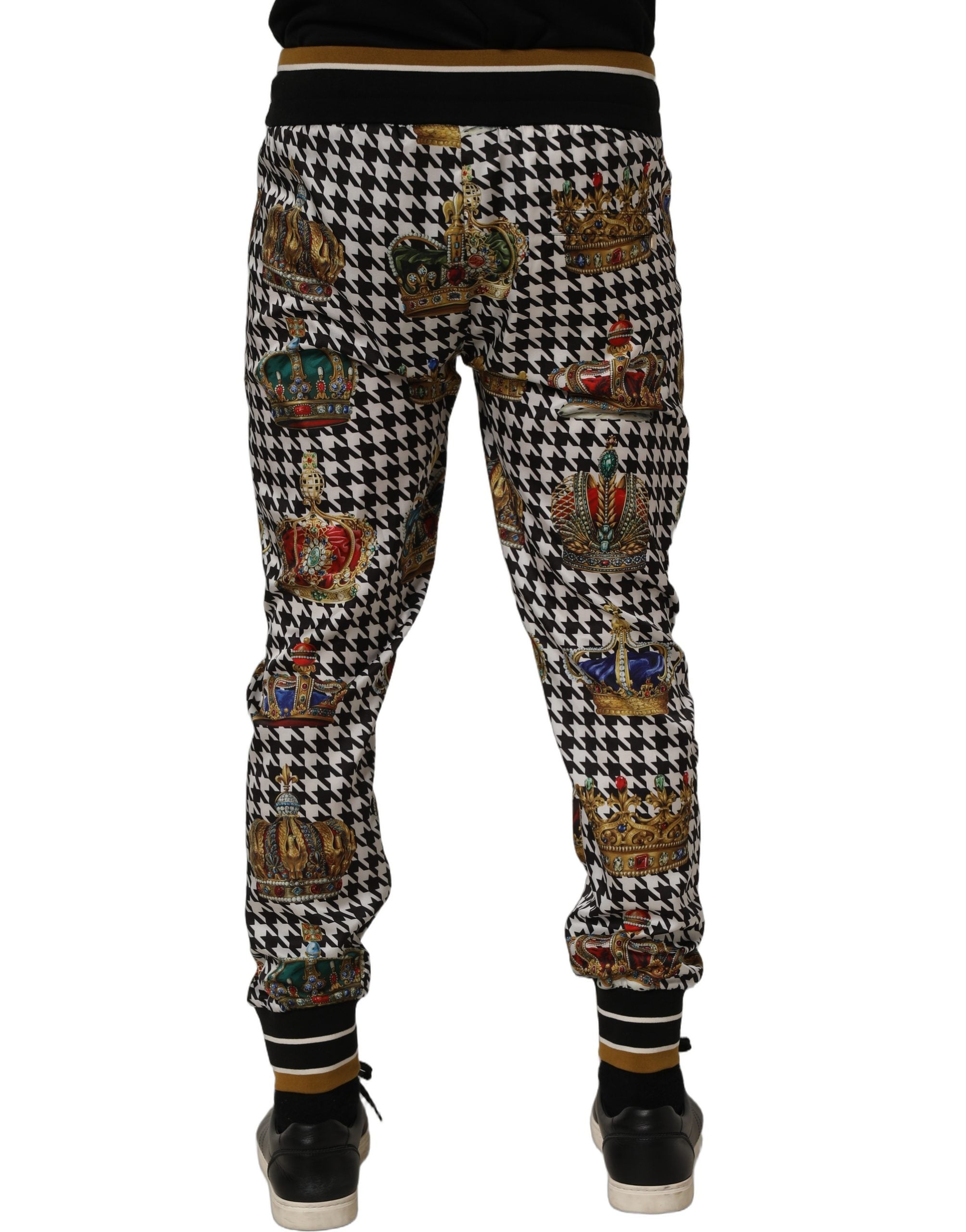 Dolce & Gabbana Multicolor Hahnentritt Krone Männer Sweatpants Hosen