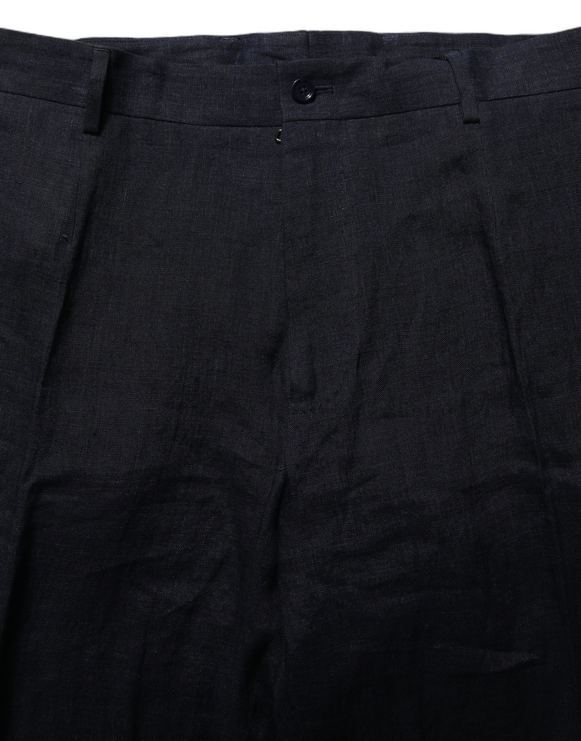 Dolce & Gabbana Schwarze Leinenhose mit geradem Bein