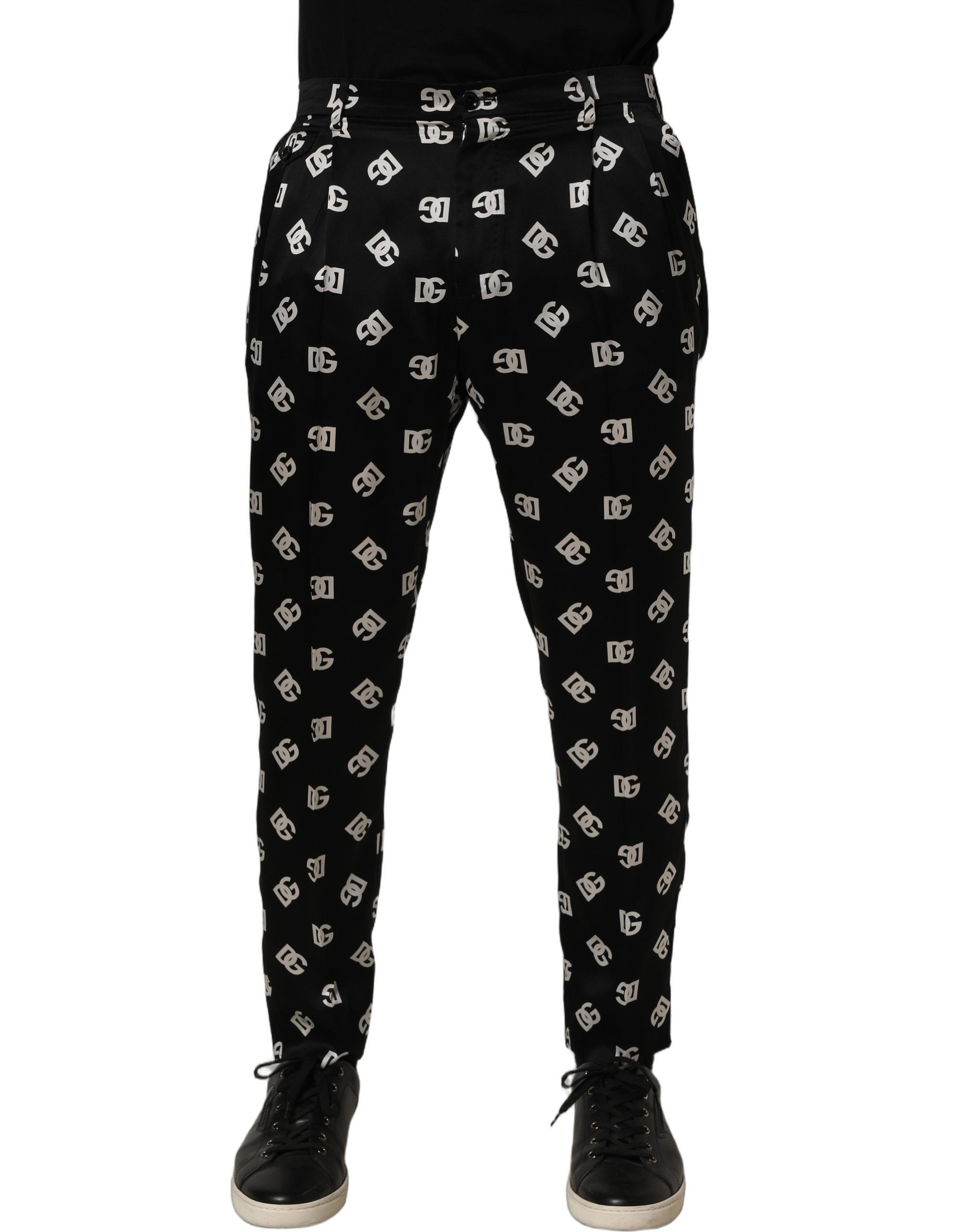 Dolce & Gabbana Schwarze Seiden-Röhrenhose für Herren