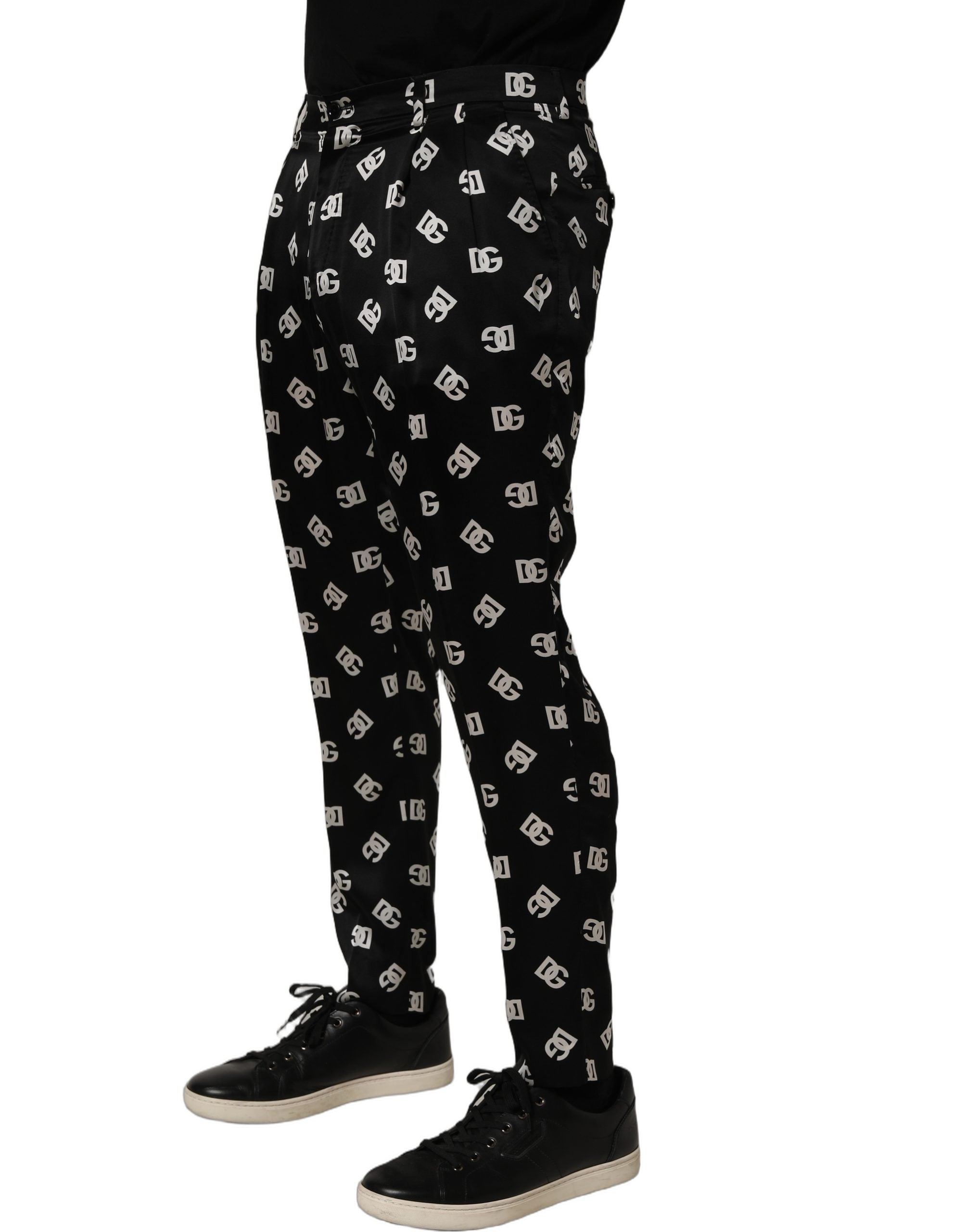 Dolce & Gabbana Schwarze Seiden-Röhrenhose für Herren
