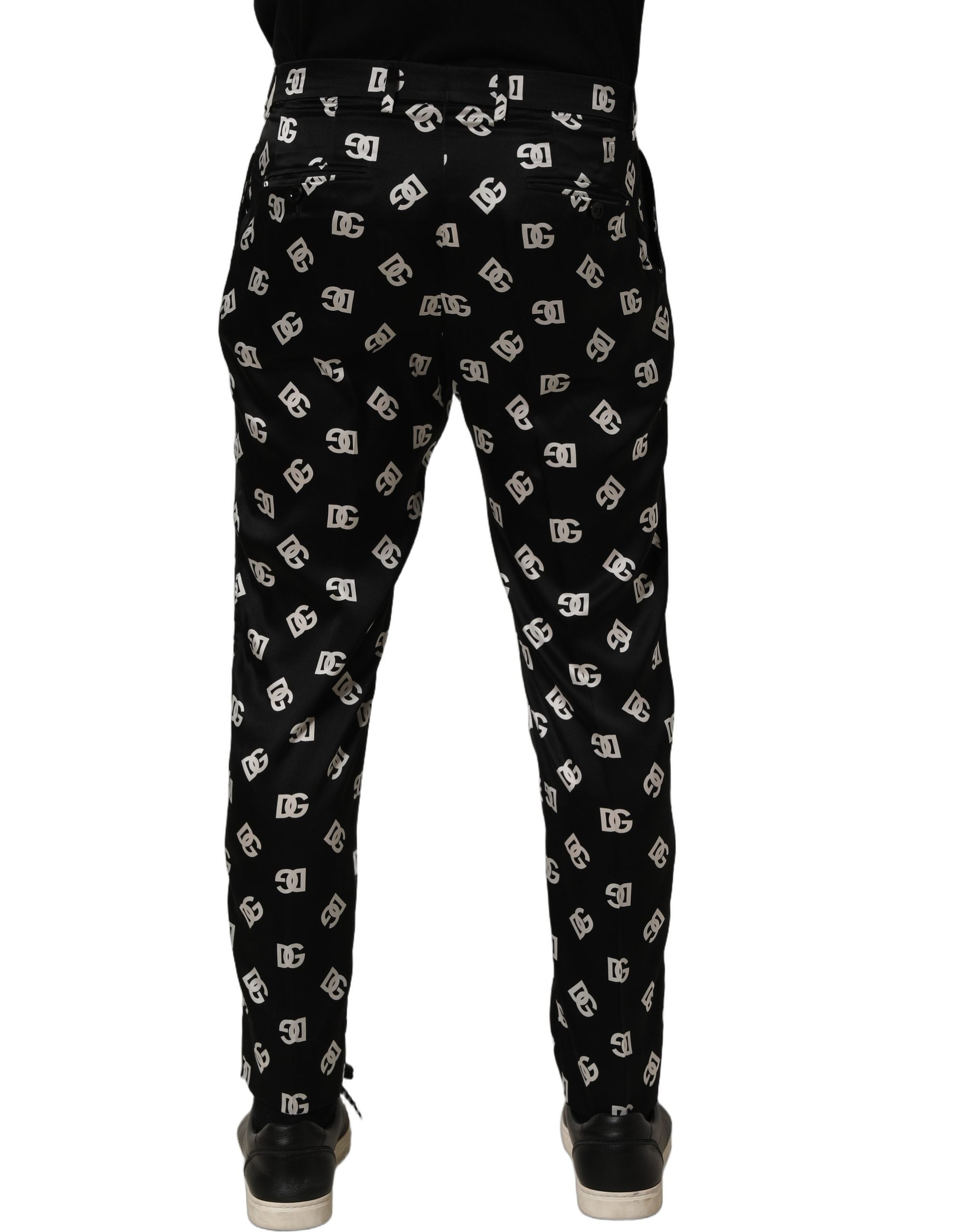 Dolce & Gabbana Schwarze Seiden-Röhrenhose für Herren