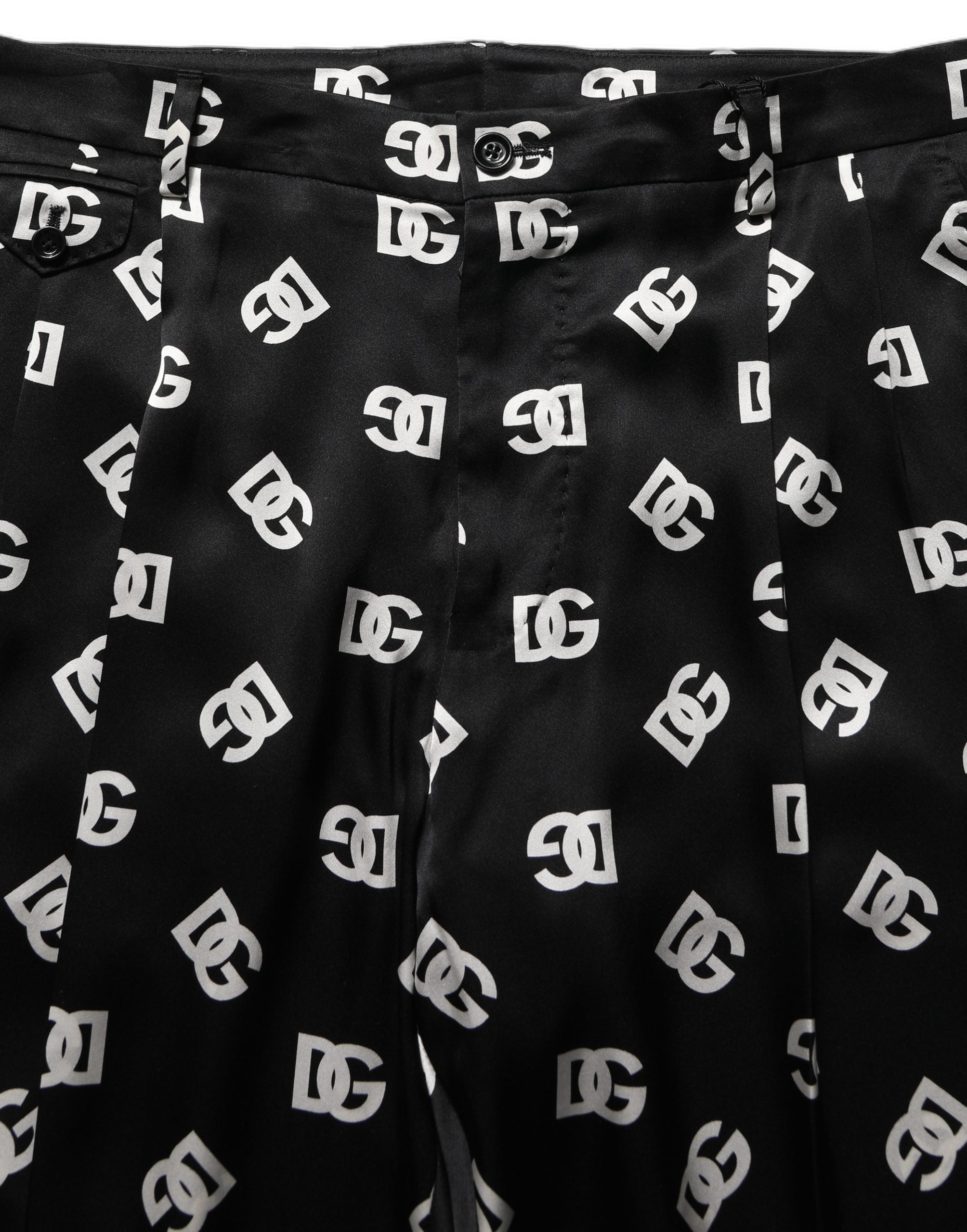 Dolce & Gabbana Schwarze Seiden-Röhrenhose für Herren