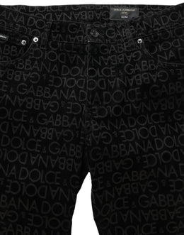 Dolce & Gabbana Schwarze Slim Fit Jeans aus Baumwolle mit Logo-Monogramm